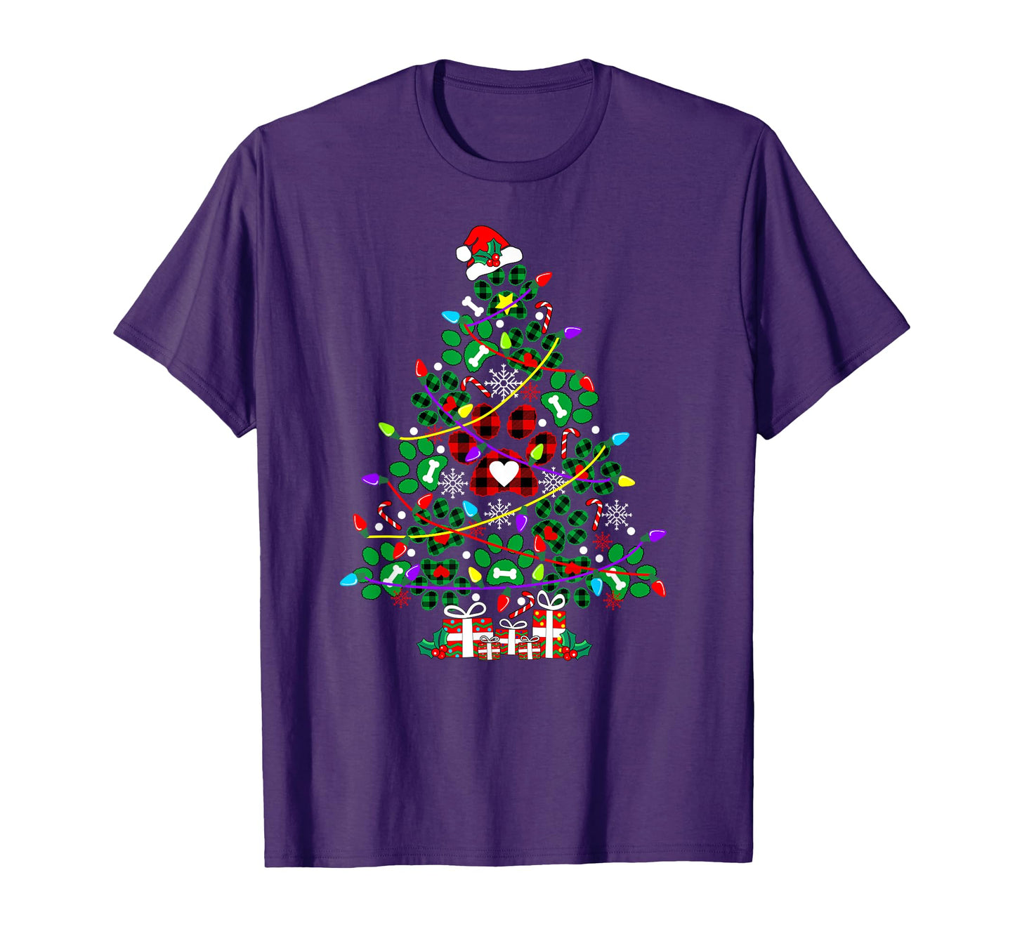 Paw Print Christmas Tree Dog or Cat T-Shirt for Men Women Kids