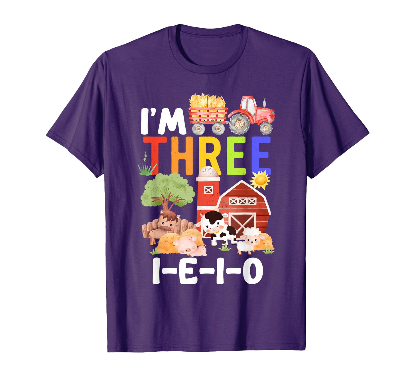 I'm Three I-E-I-O 3 Years Old Farm Animal Birthday Matching T-Shirt