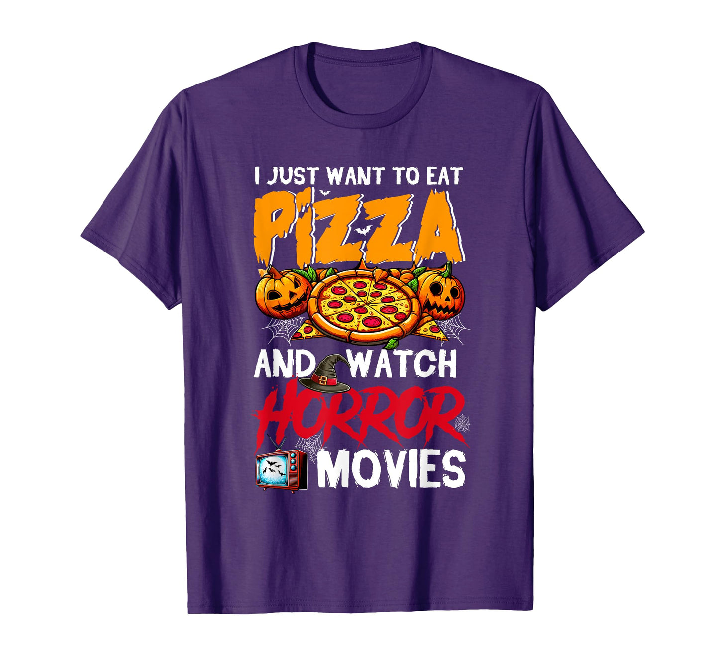 Eat Pizza And Watch Horror Movies Halloween Food Lover Kids T-Shirt
