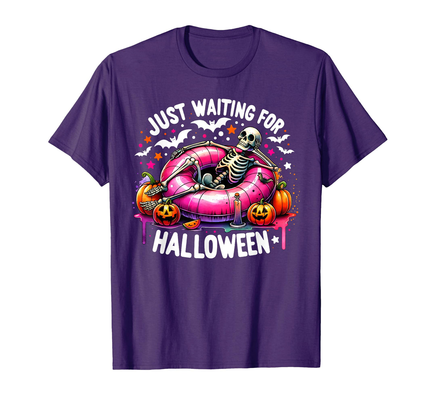 Summer Skeleton Jack O Lantern Just Waiting For Halloween Men Women Kids T-Shirt