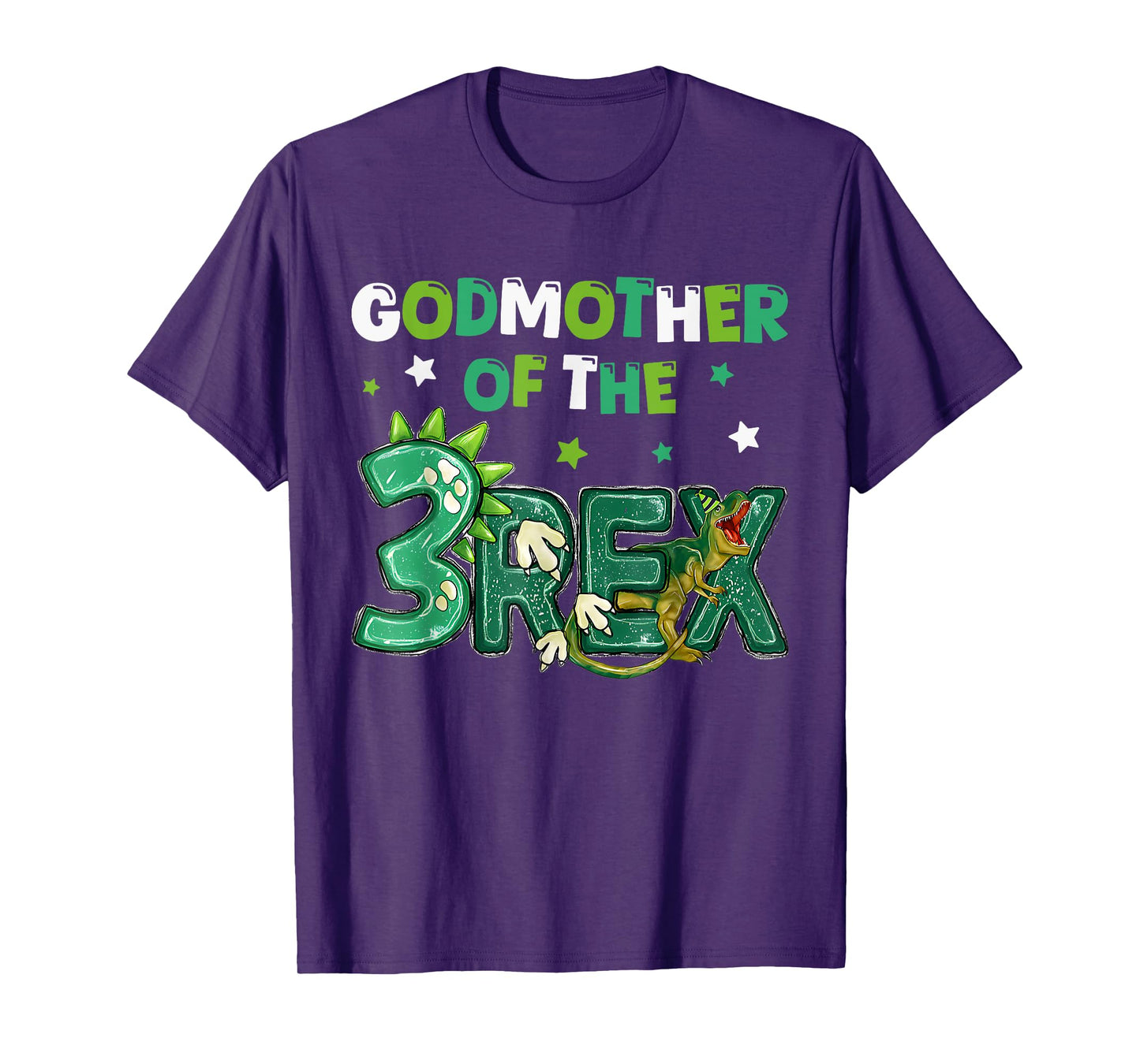Godmother of the Three Rex Birthday Dinosaur Family Matching T-Shirt