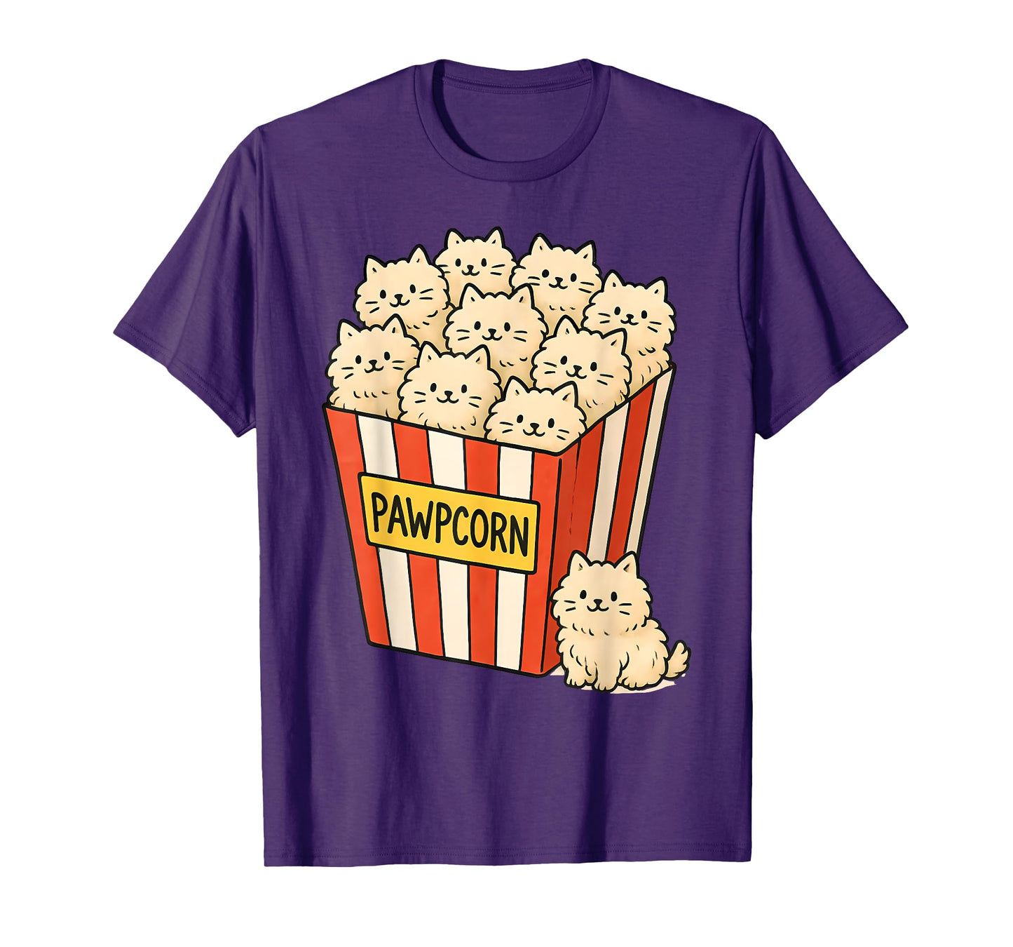 Funny Cat Owner Pawpcorn Popcorn Pun Cute Kittens Cat Lover T-Shirt