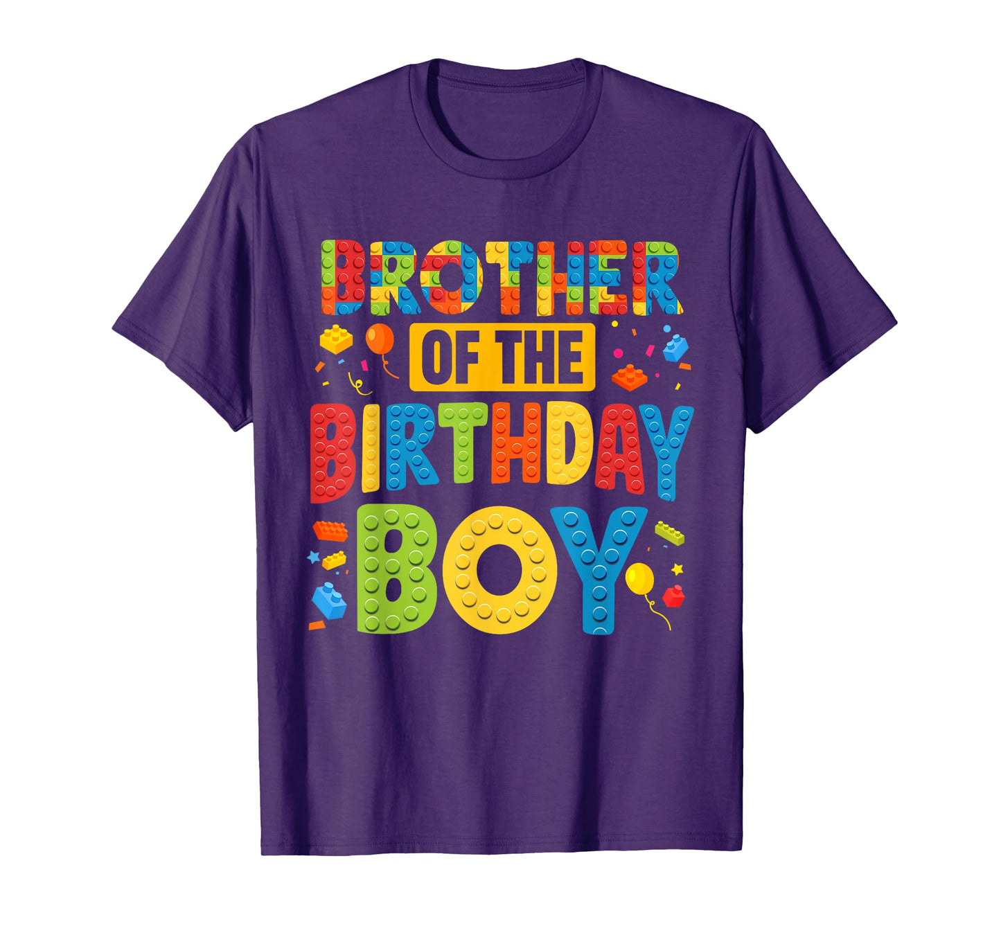 Brother Of The Birthday Boy Shirt Building Block Bday Party T-Shirt