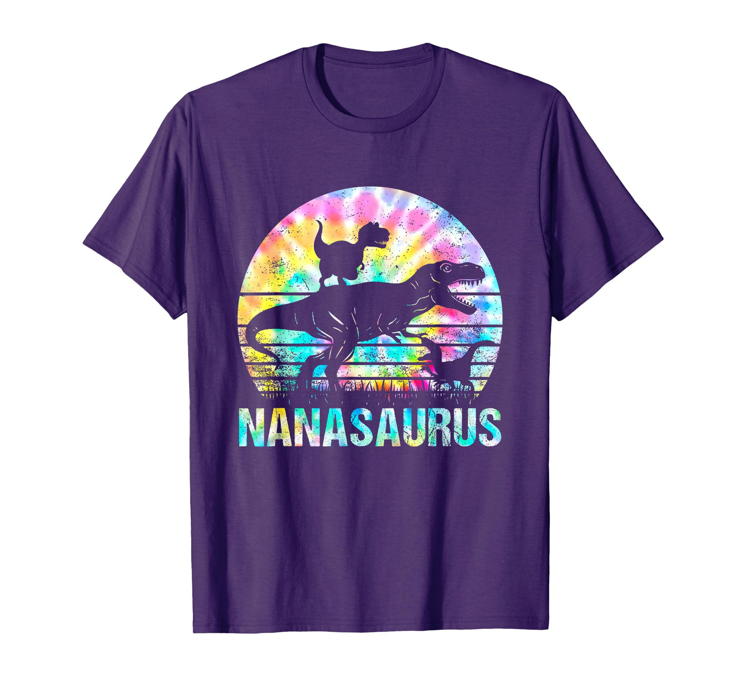 Nanasaurus T Rex Dinosaur Mom Saurus Tie Dye Vintage 70s T-Shirt