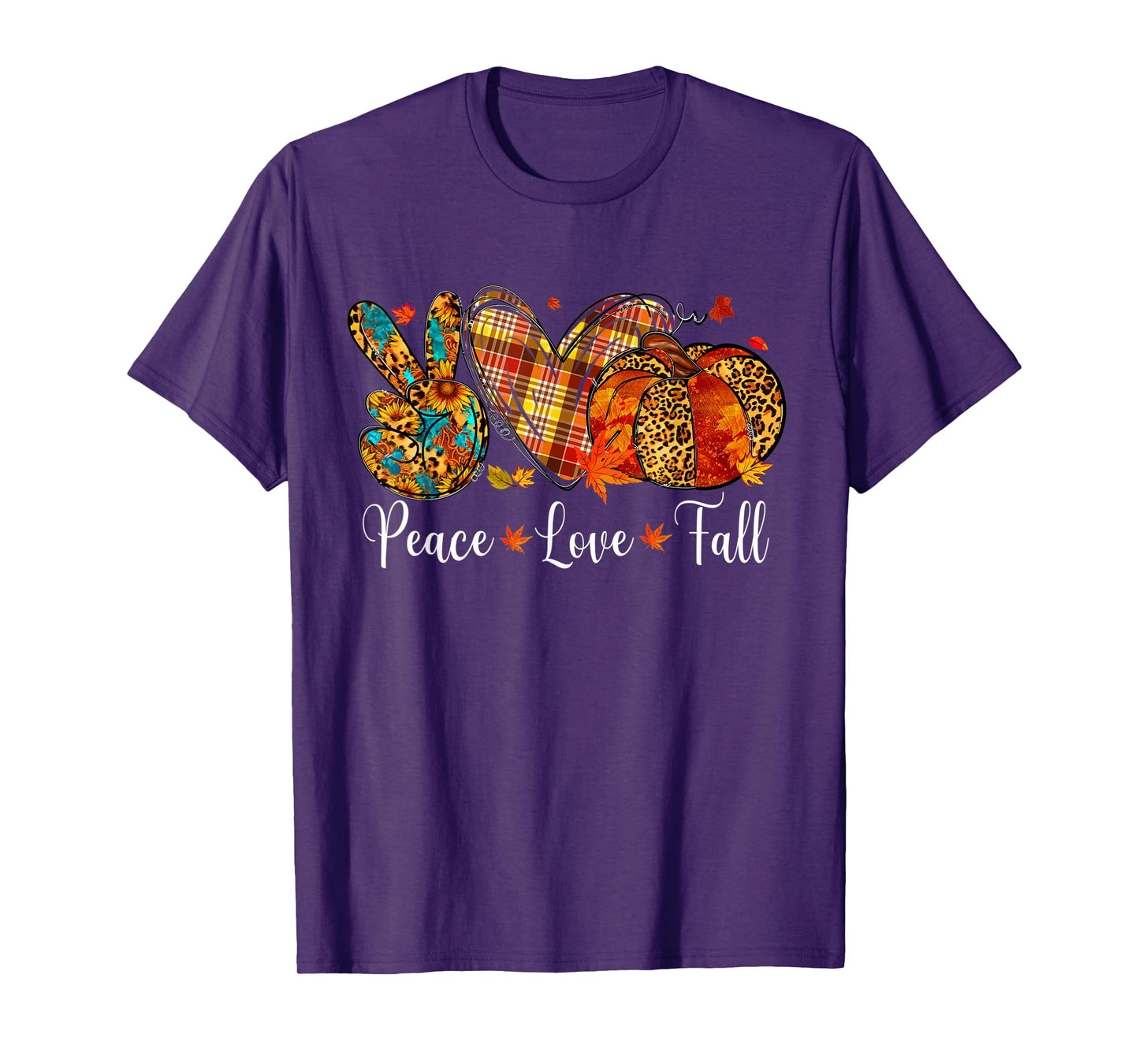 Peace Love Fall Pumpkin Autum Happy Fall Thanksgiving Womens T-Shirt
