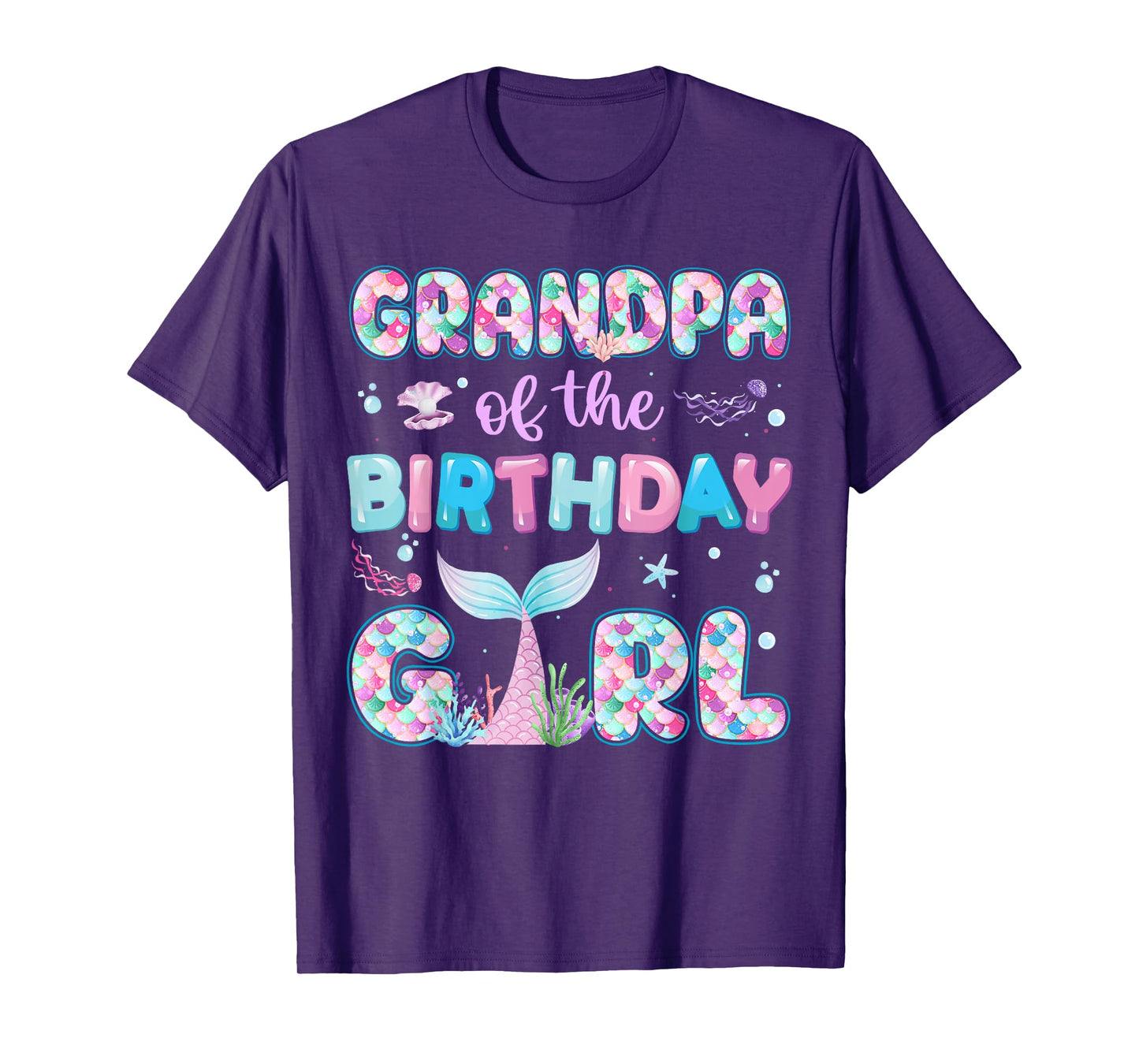 Grandpa Of The Birthday Mermaid Girl Family Matching Party T-Shirt
