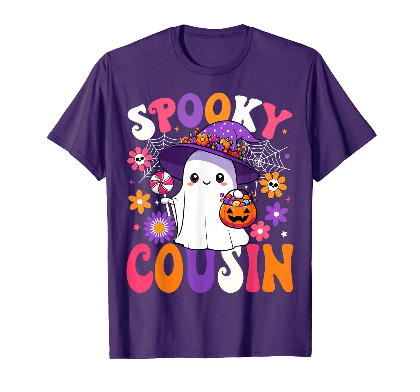 Groovy Spooky Cousin Halloween Ghost Pumpkin Halloween T-Shirt