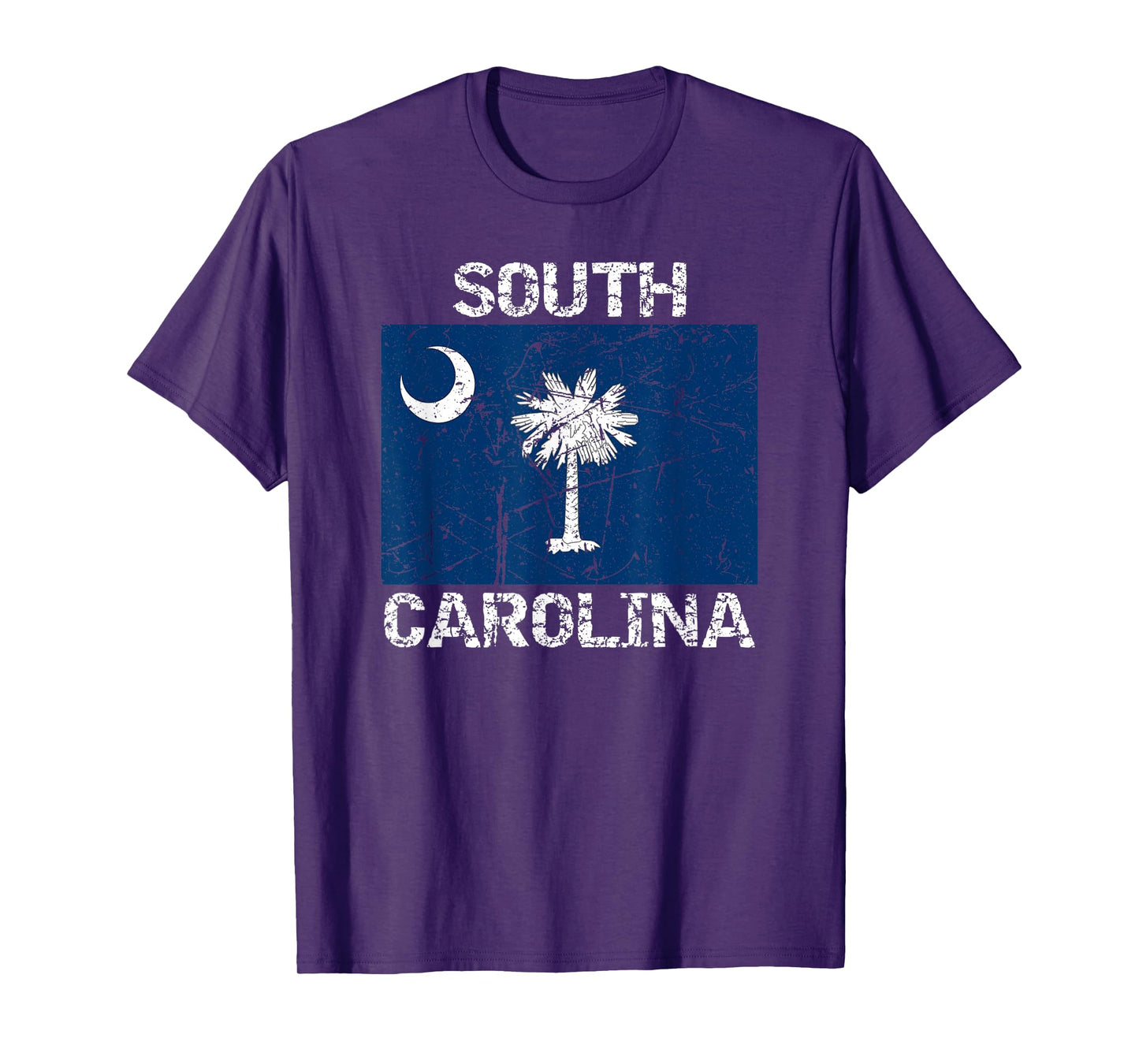 South Carolina Flag Distressed Palmetto Tree Crescent Moon T-Shirt