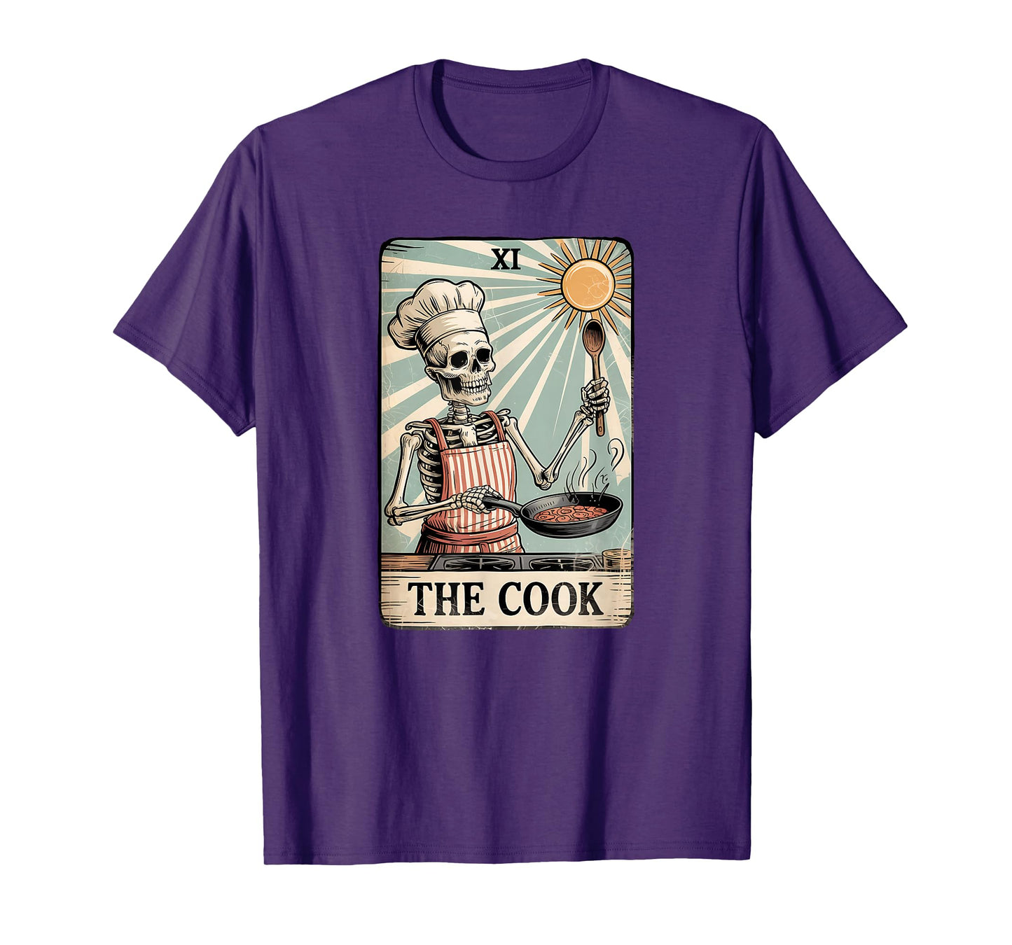 Skeleton Chef Tarot Card Cooking Humor Goth Art T-Shirt