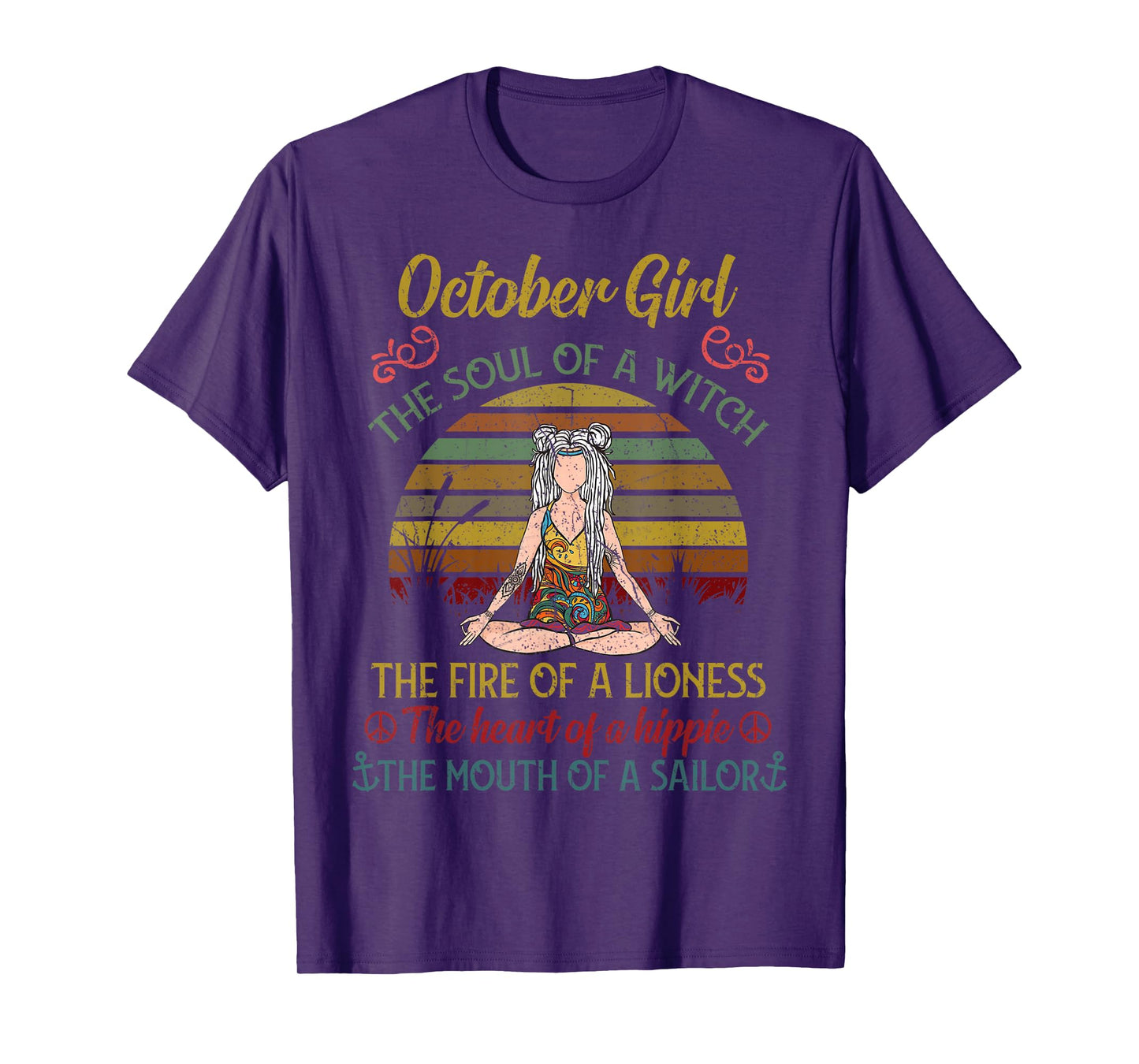 October Girl The Soul of A Witch Funny Yoga Birthday T-Shirt