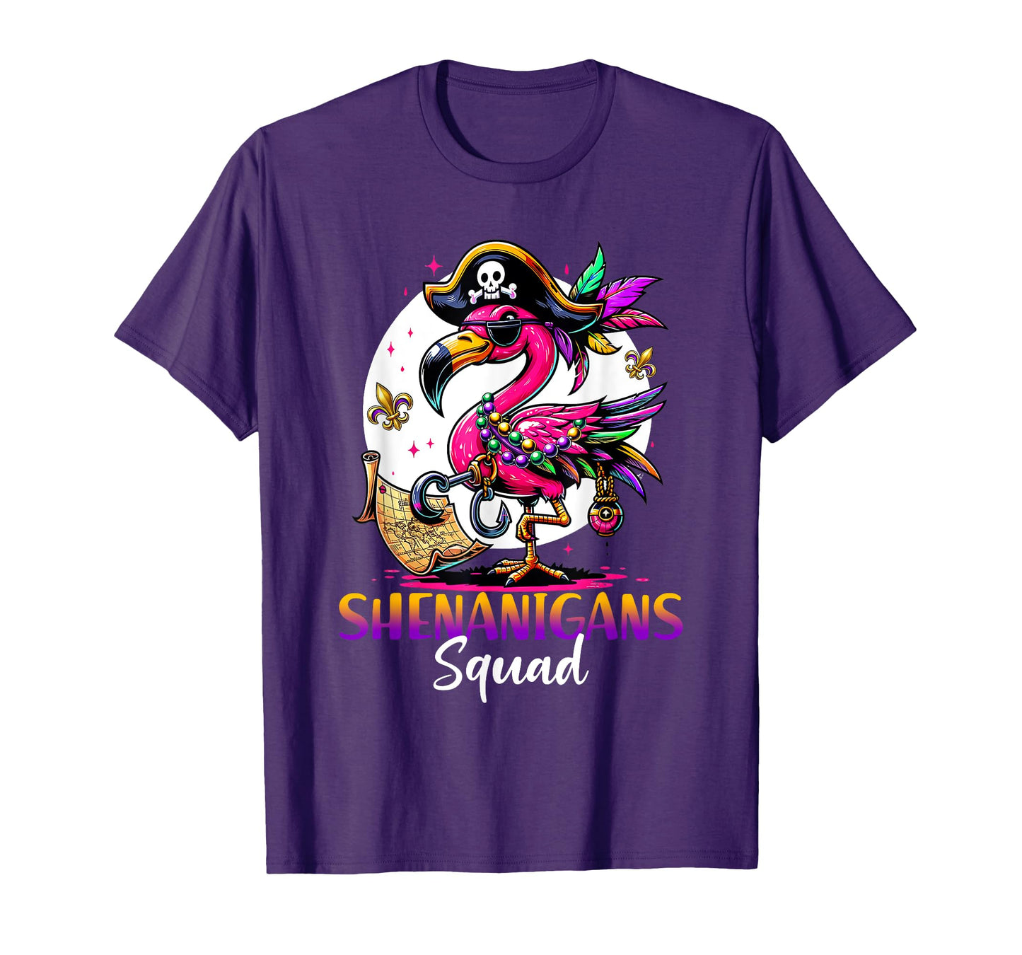Shenanigans Squad Mardi Gras Flamingo Parade Carnaval Bling T-Shirt