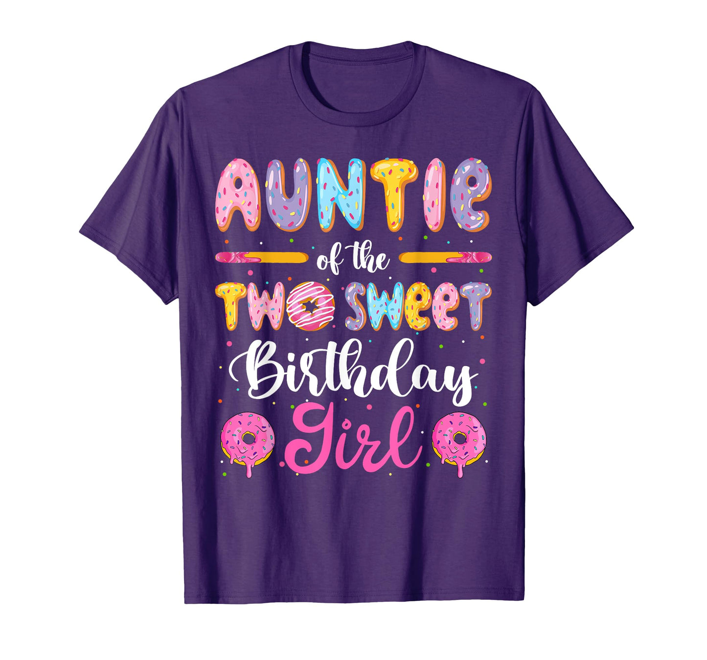 Auntie Of The Two Sweet Birthday Girl Donut 2Nd Birthday T-Shirt