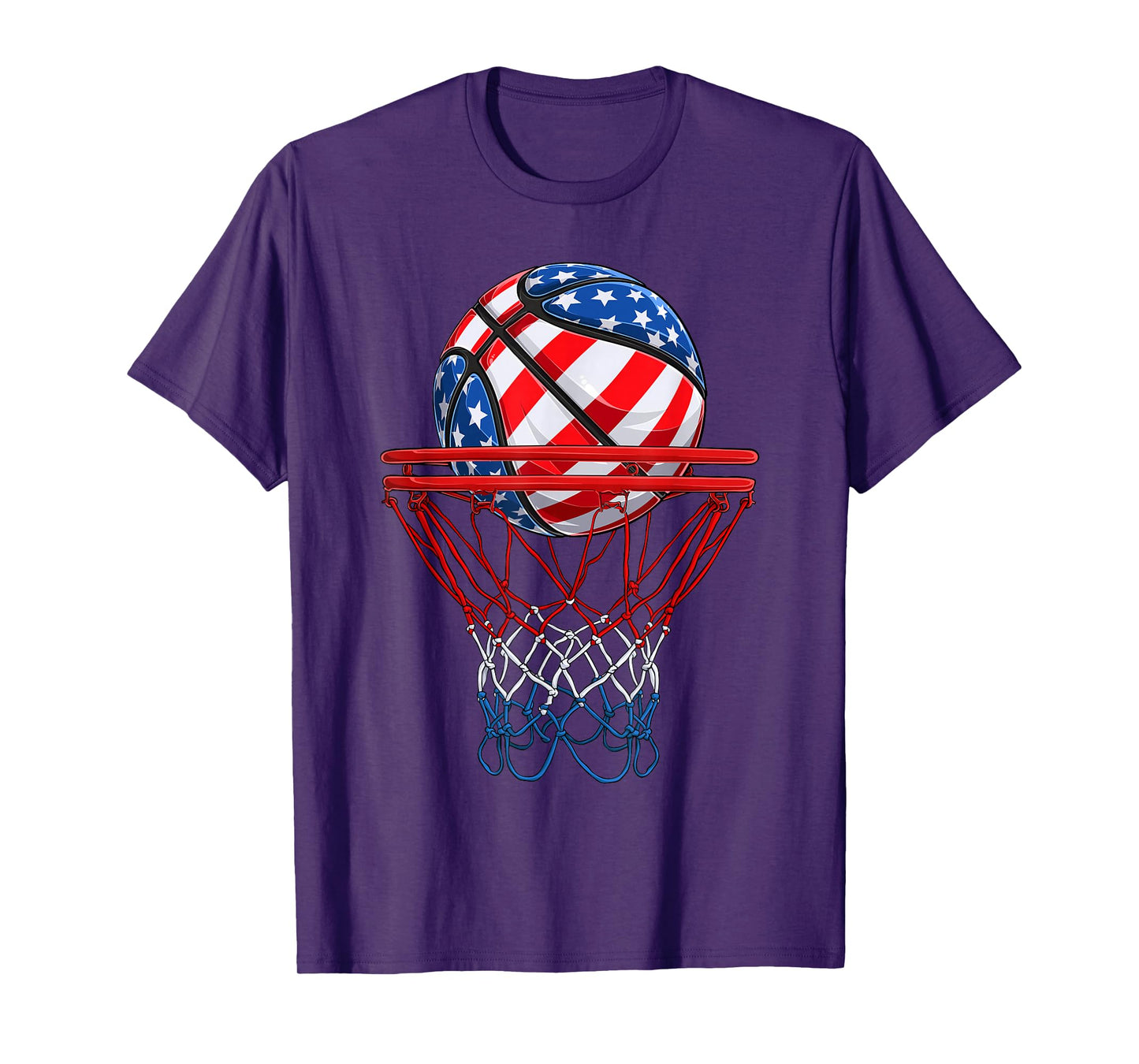 Basketball American Patriotic 4th Of July US Flag Men Boys T-Shirt