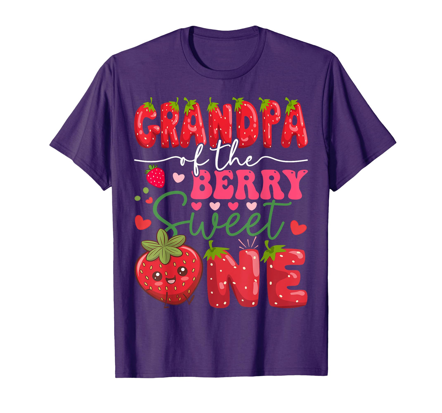 Grandpa Of The Berry Sweet One Strawberry 1St Birthday T-Shirt