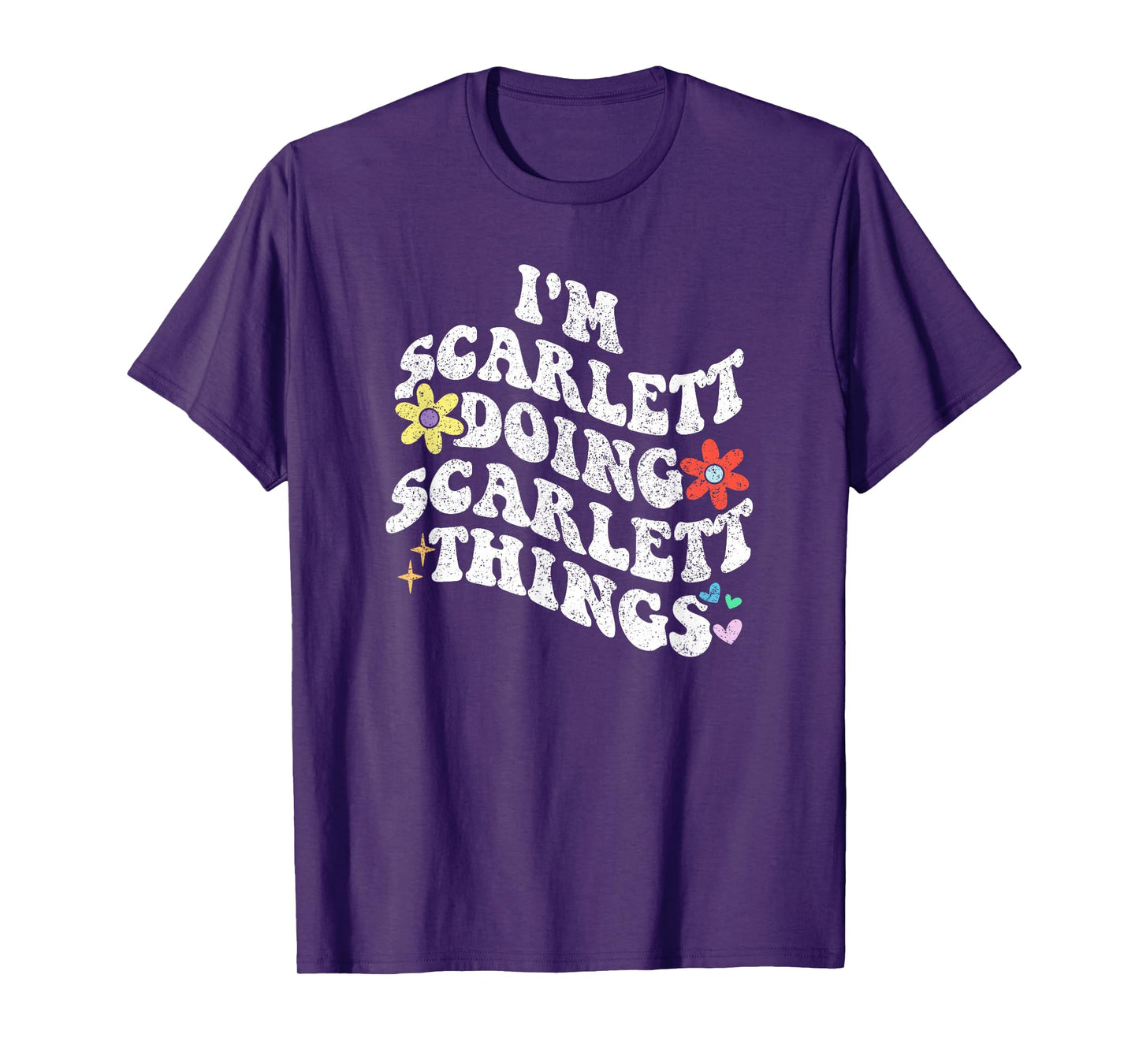 Personalized Name Mothers Day outfit For Women Retro Groovy Im SCARLETT Doing SCARLETT Things Funny T-Shirt