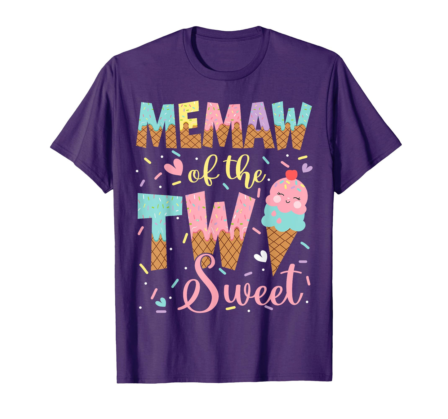 Memaw Of The Two Sweet 2Nd Birthday Girl Ice Cream T-Shirt