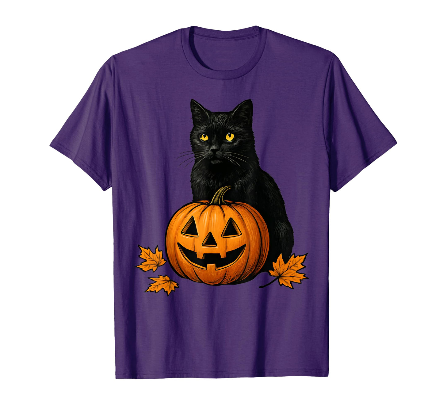 Retro Black Cat Halloween Pumpkin Costume for Women Men Kids T-Shirt