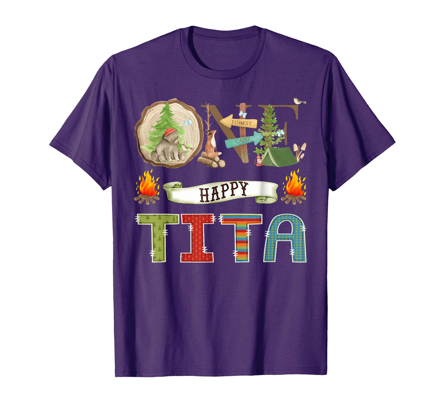 One Happy Tita Camper 1St Birthday Camping Bear T-Shirt