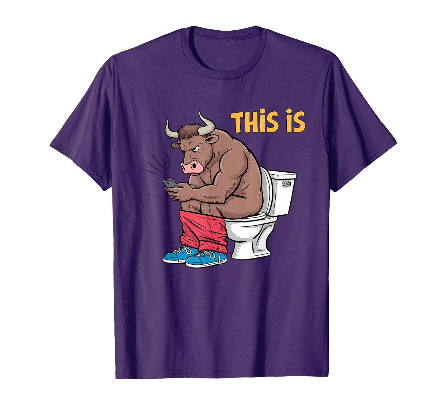 This Is Bullsht Funny Bull Toilet Humorous Cow Design Men T-Shirt