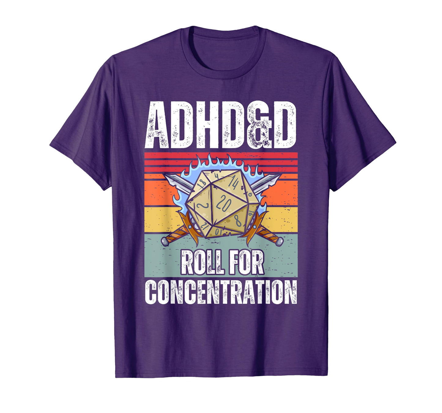 Retro Vintage ADHD&D Roll For Concentration Funny Gamer T-Shirt