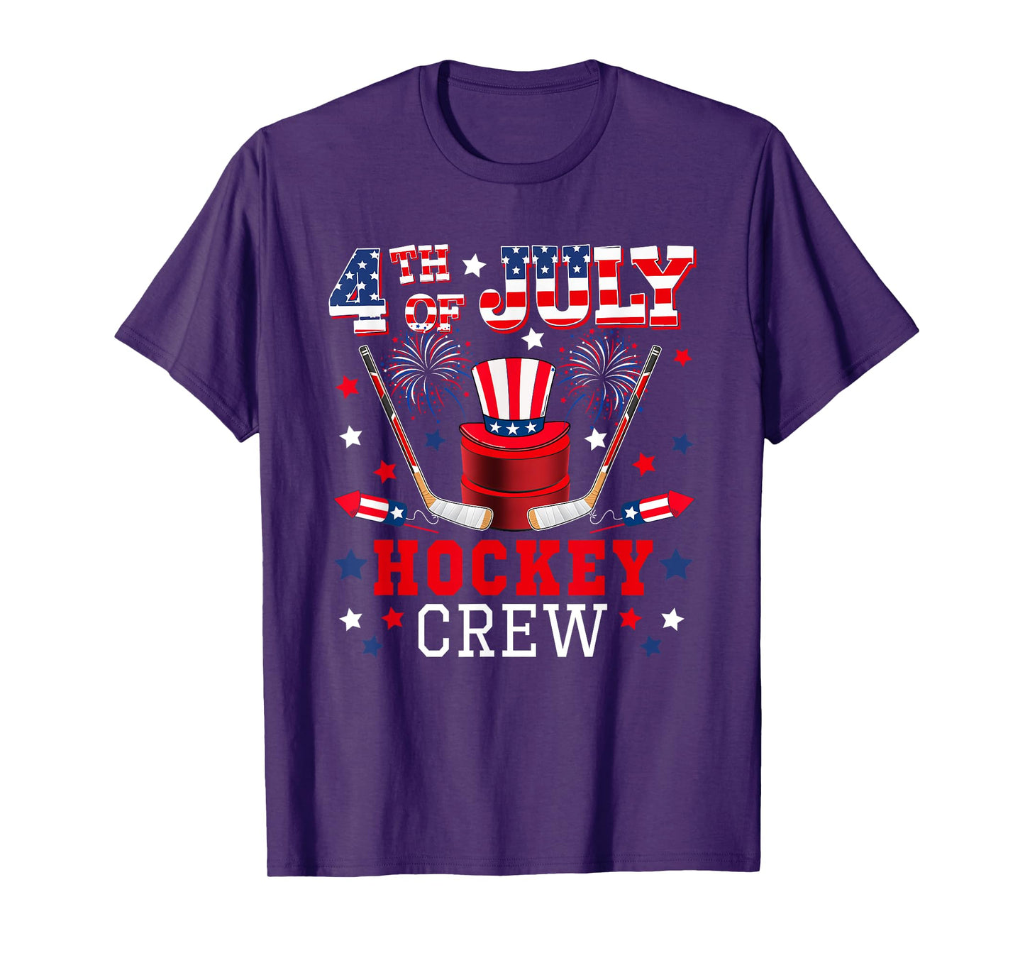 4th of July Hockey Crew Costume US Flag Fireworks Player T-Shirt
