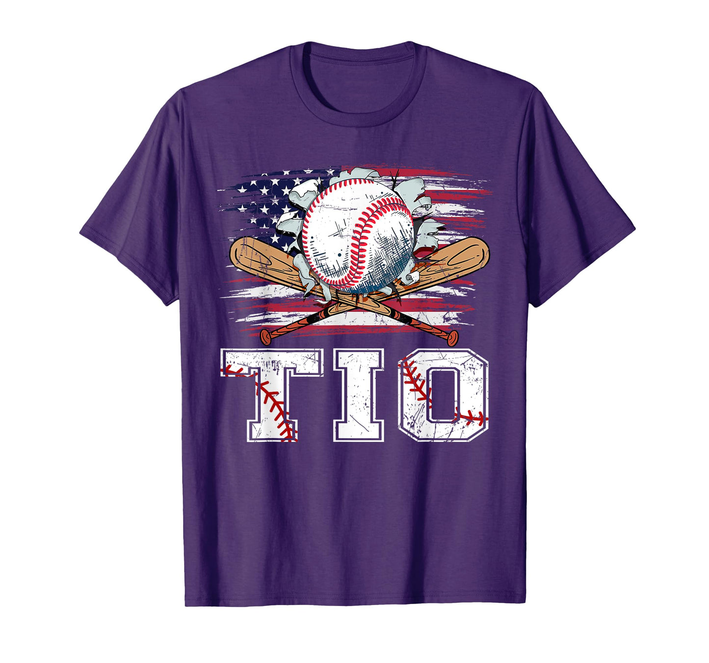 Baseball T-Ball Tio American Flag Proud Ball Tio T-Shirt for Women Kids Men