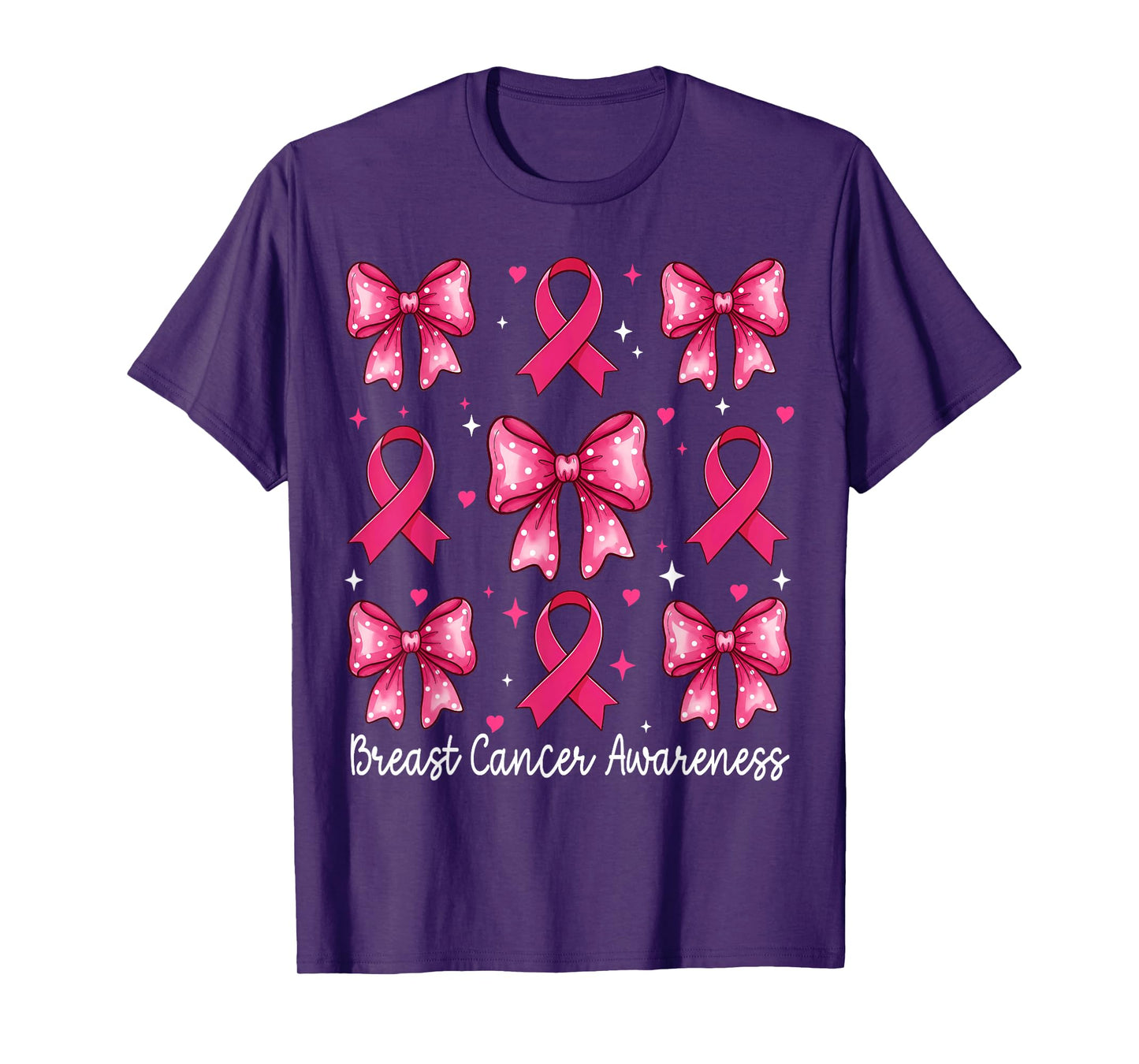 Cute Coquette Bow Pink Ribbon Breast Cancer Awareness T-Shirt