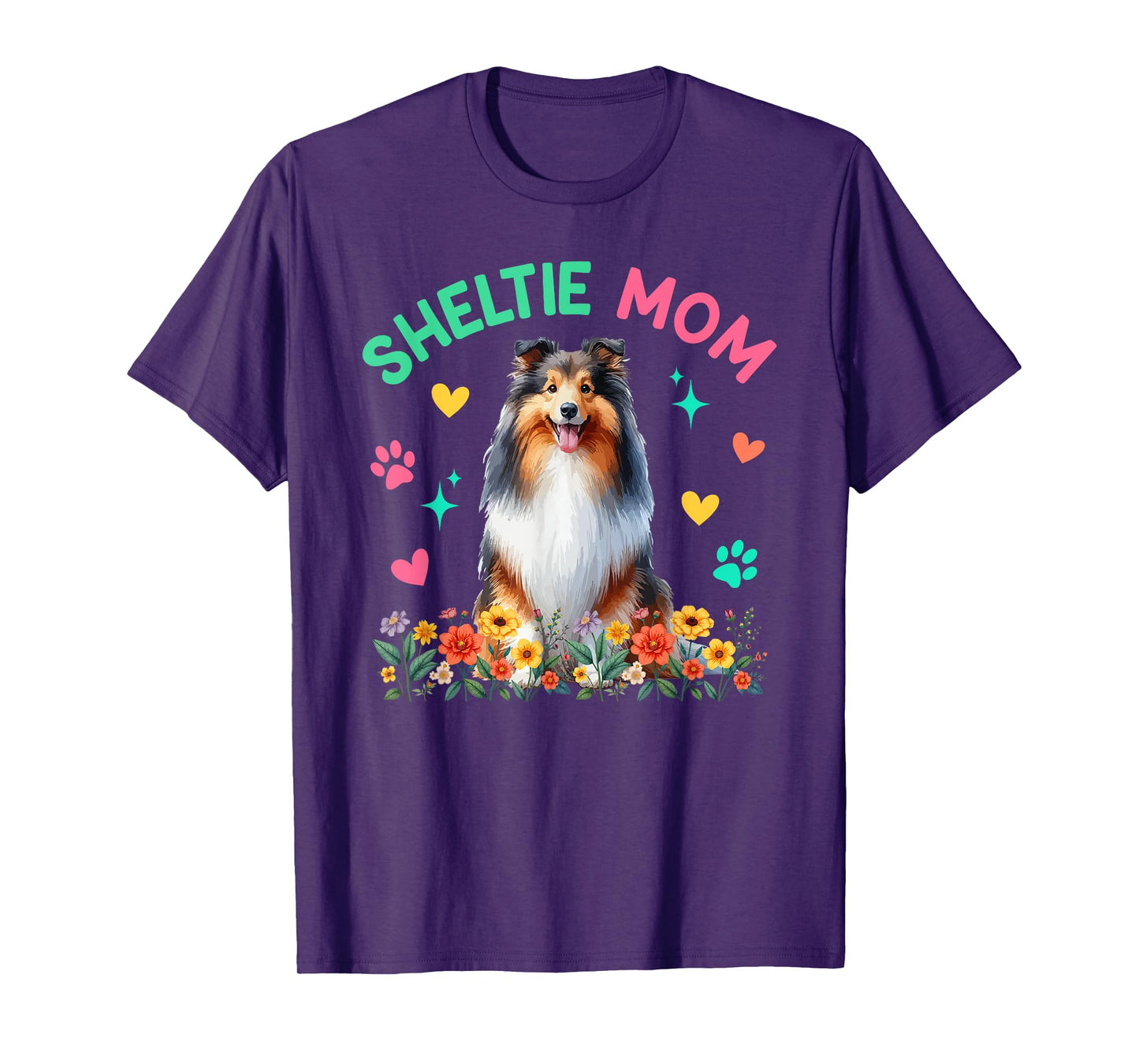 Sheltie Mom Mother's Day Floral Cute Dog Owner Family Group T-Shirt