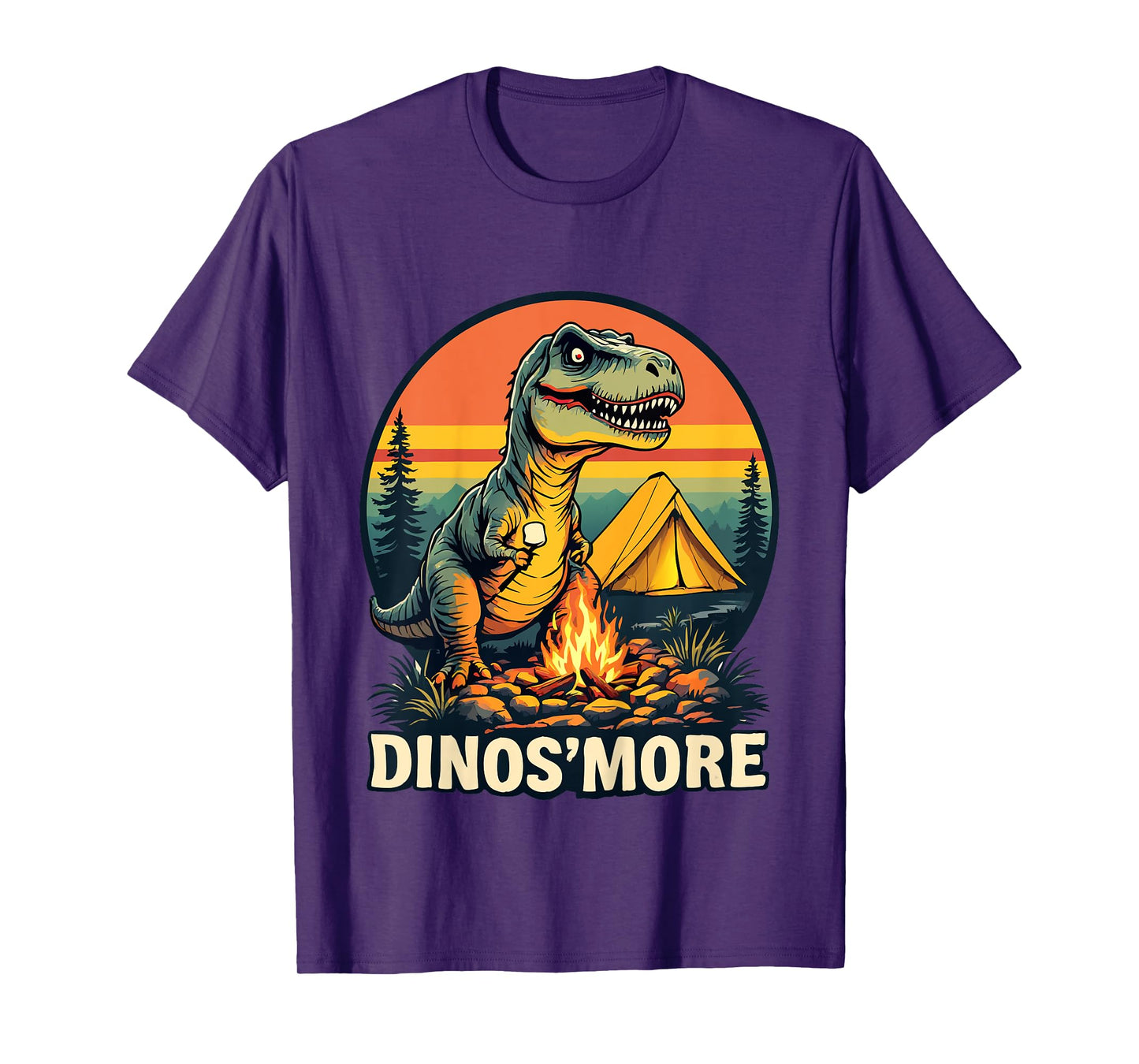 Kids Funny Dinos'more Camping Dinosaur Camp Smore Dino Campfire T-Shirt