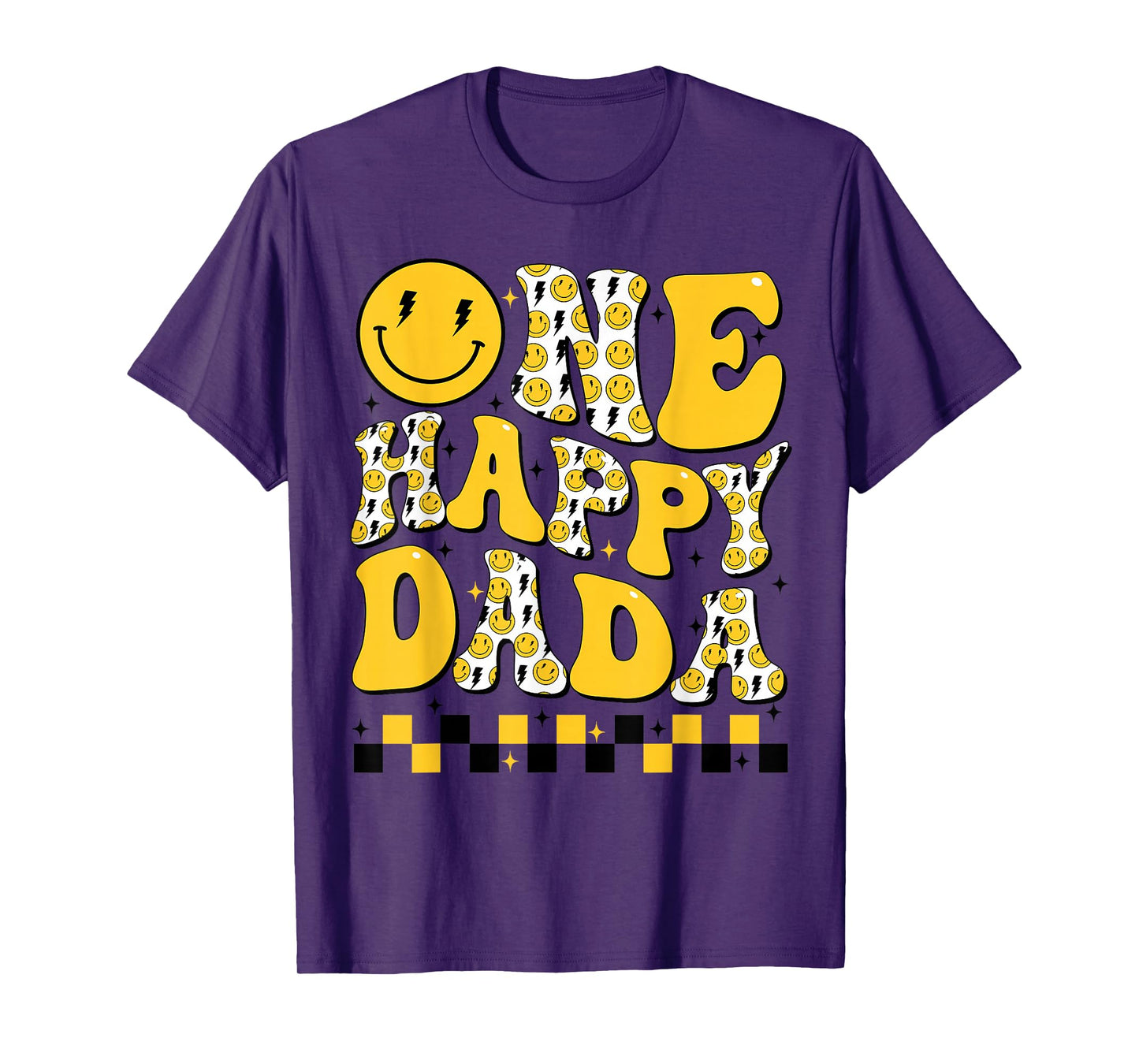 One Happy Dada 1st First Smile Face Birthday Family Matching T-Shirt