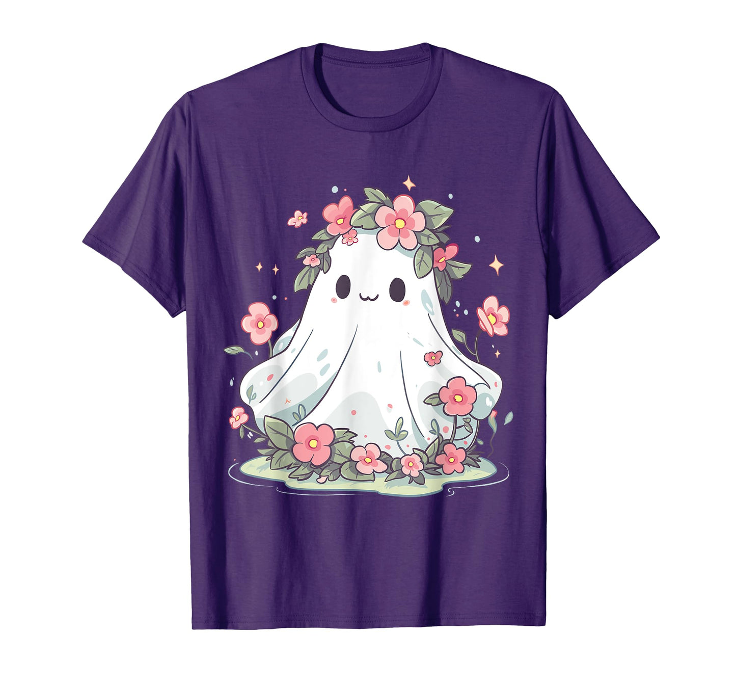 Halloween Shirt Floral Ghost Halloween Costume Girls Women T-Shirt
