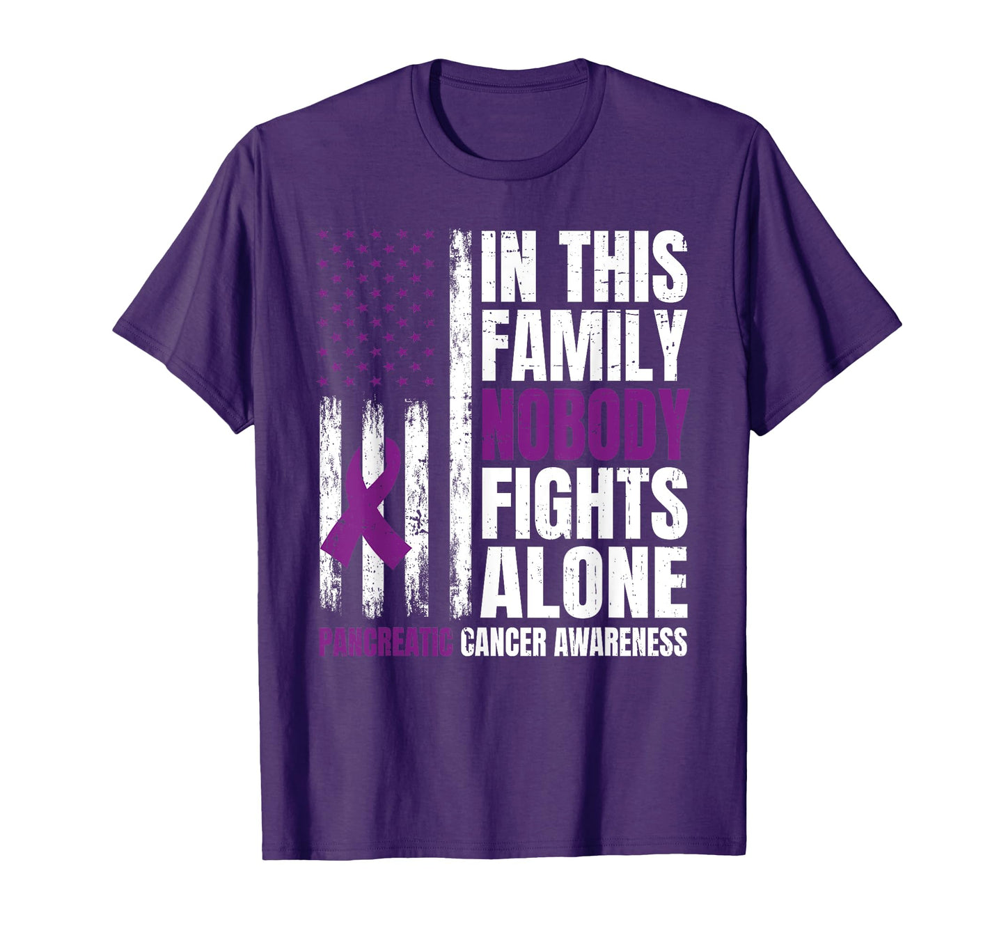 In This Family Nobody Fights Alone Pancreatic Cancer Support T-Shirt