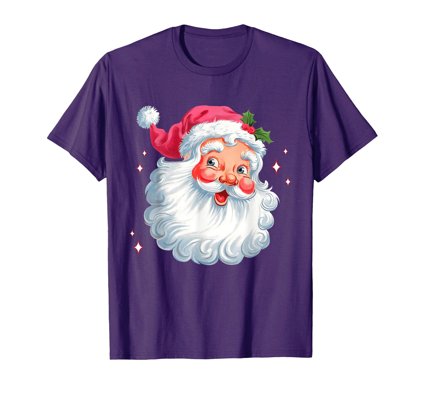 Vintage Pink Santa Claus Pink Christmas Design Men Women Kid T-Shirt