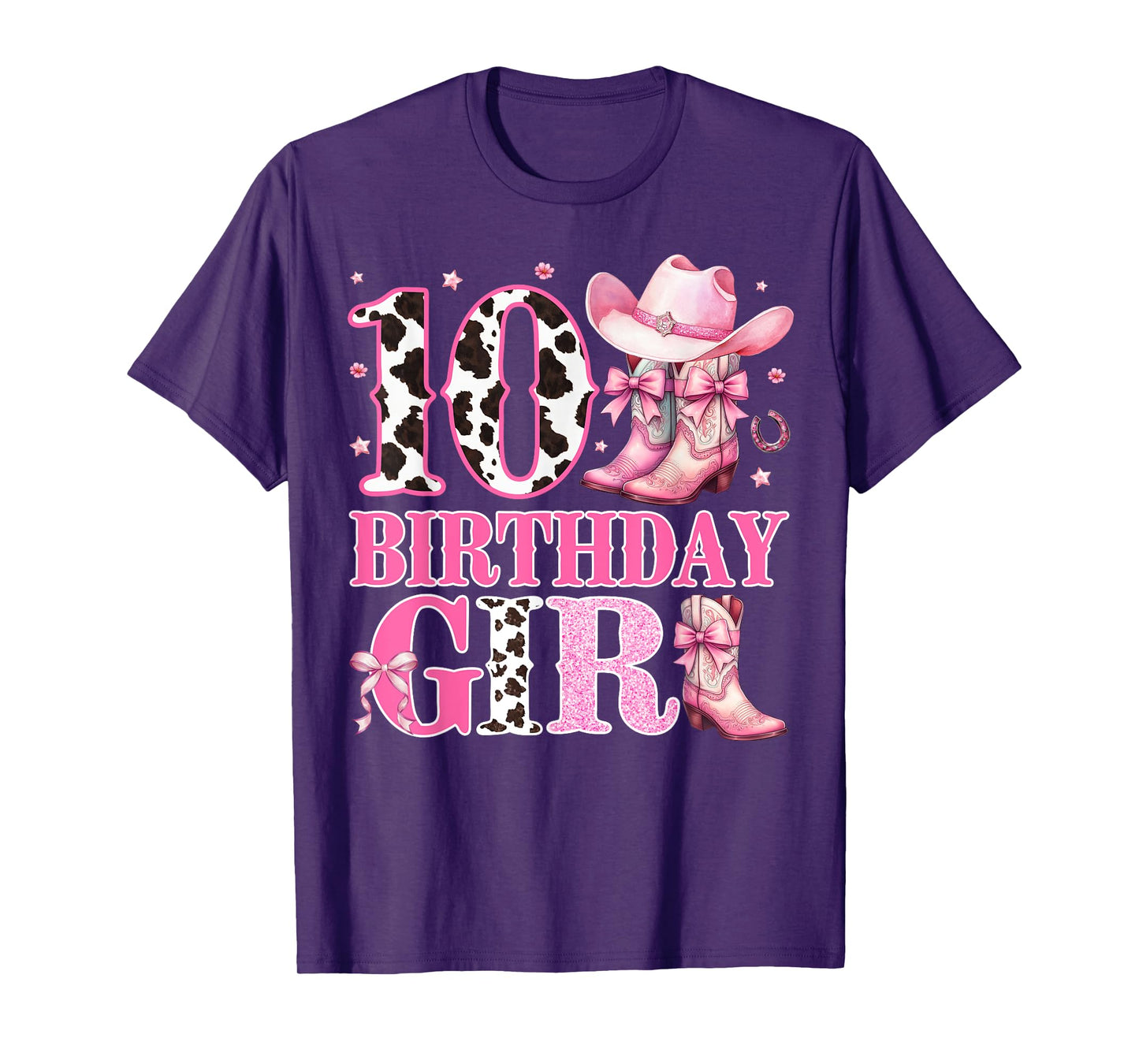 Kids 10th Birthday Girl Rodeo Western Cowgirl Birthday Party T-Shirt