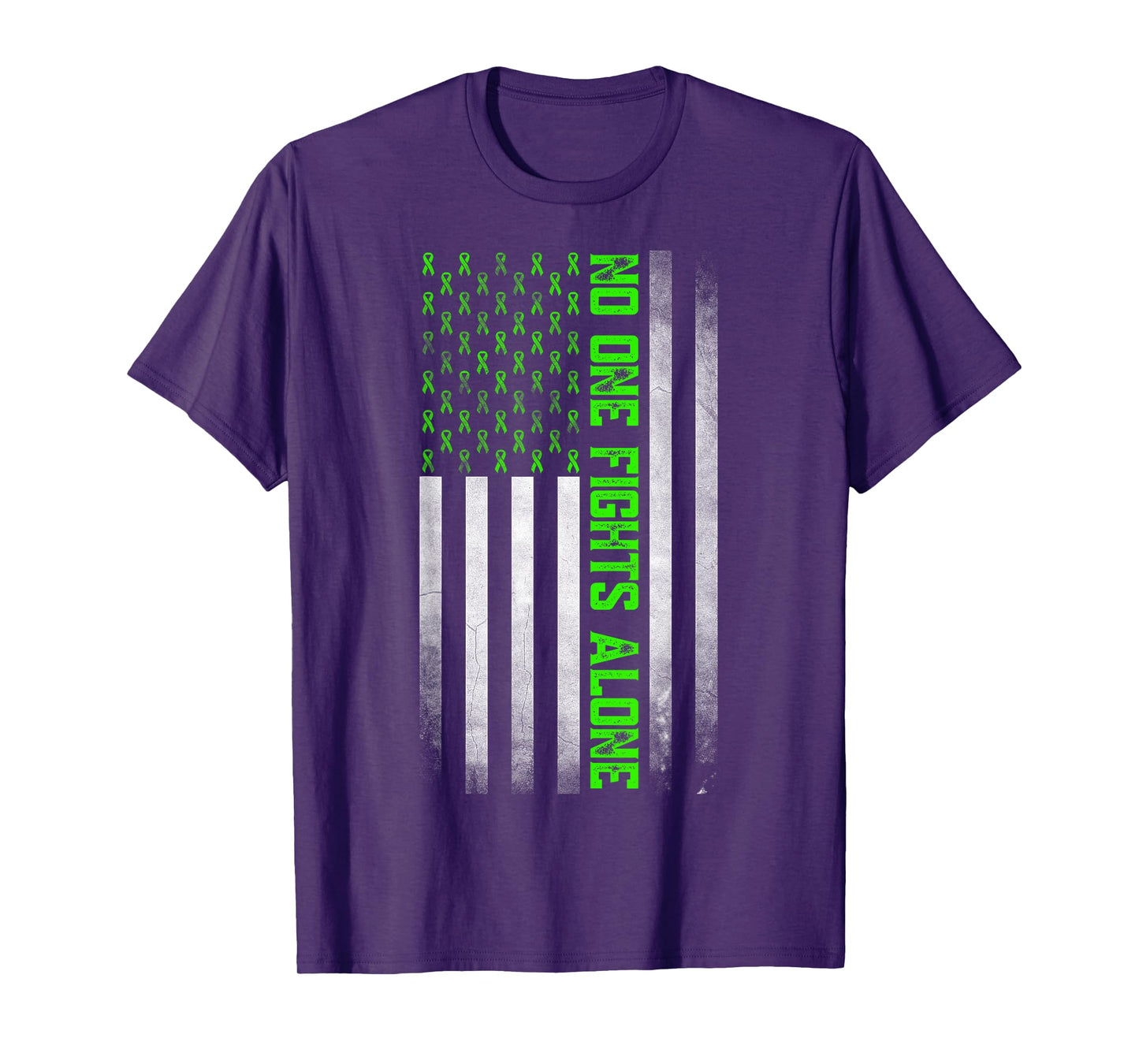 Mental Health Awareness Green Ribbon American Flag T-Shirt