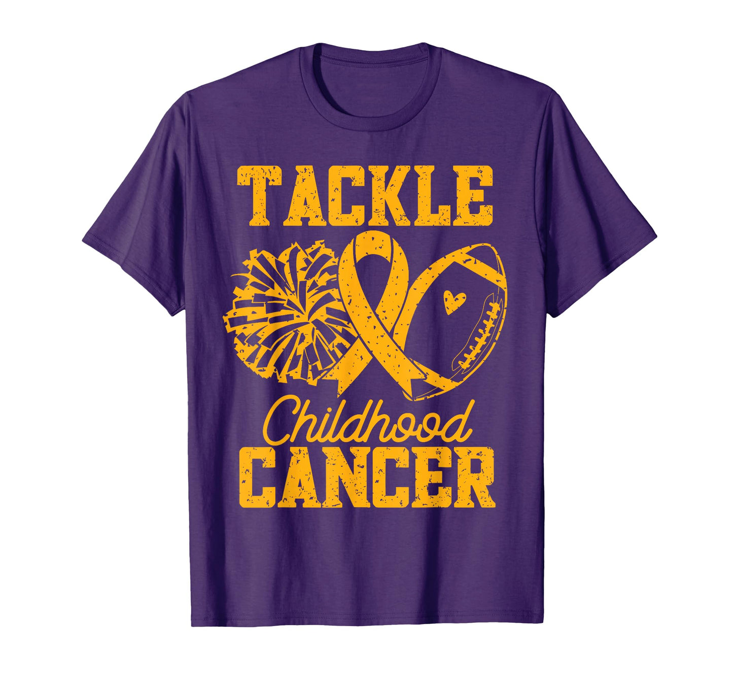 Gold Ribbon Football Tackle Childhood Cancer Awareness T-Shirt