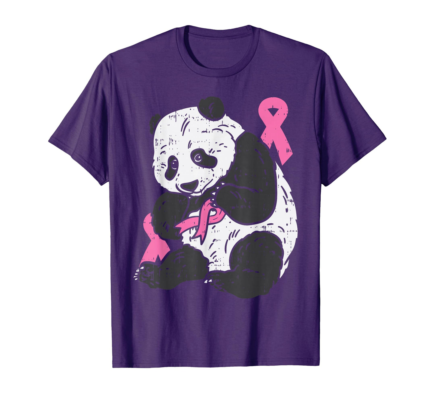 Panda Bear Pink Ribbon Breast Cancer Awareness Support Gift T-Shirt