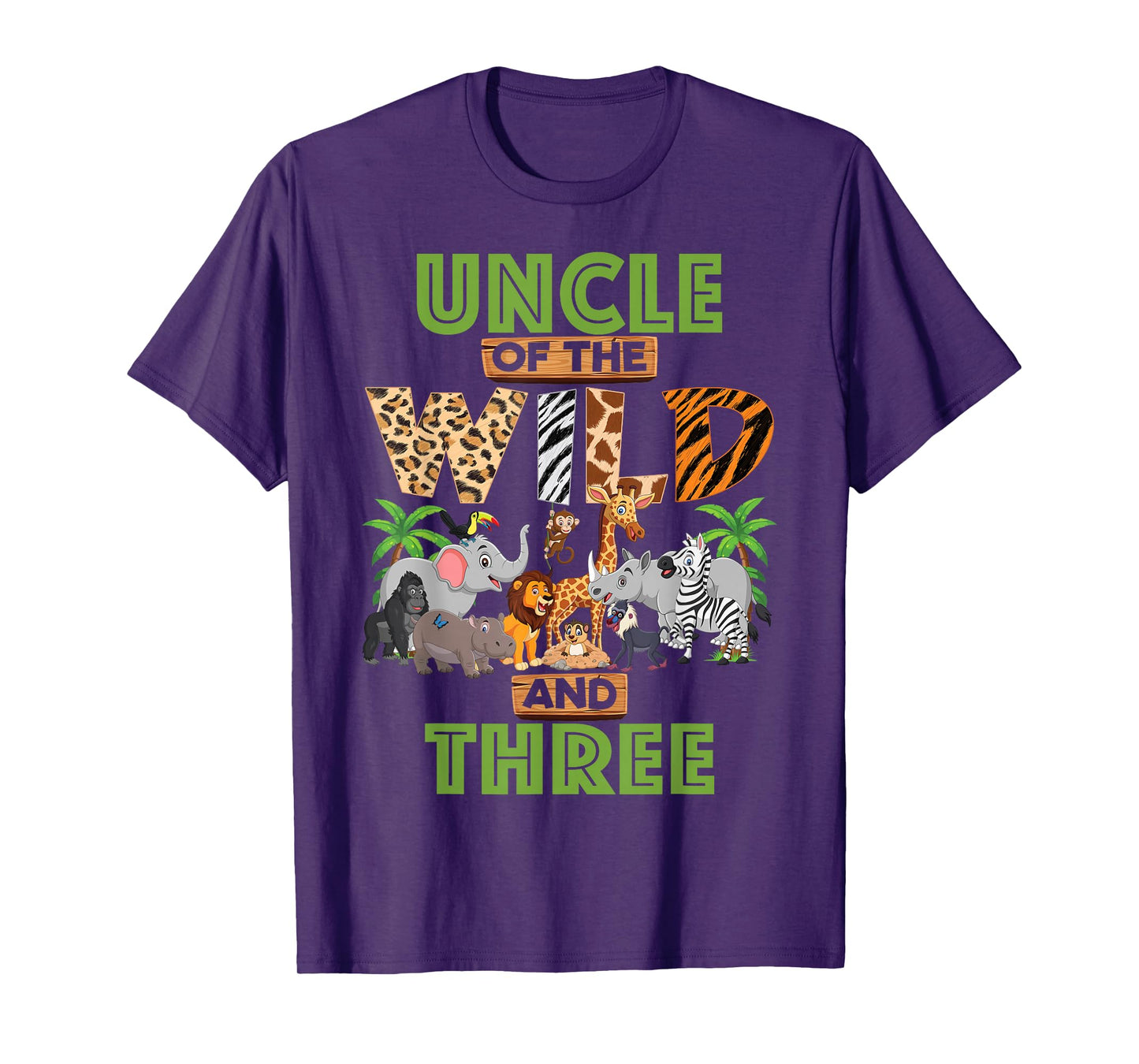 3rd Birthday Zoo Safari Jungle Uncle Of The Wild and Three T-Shirt