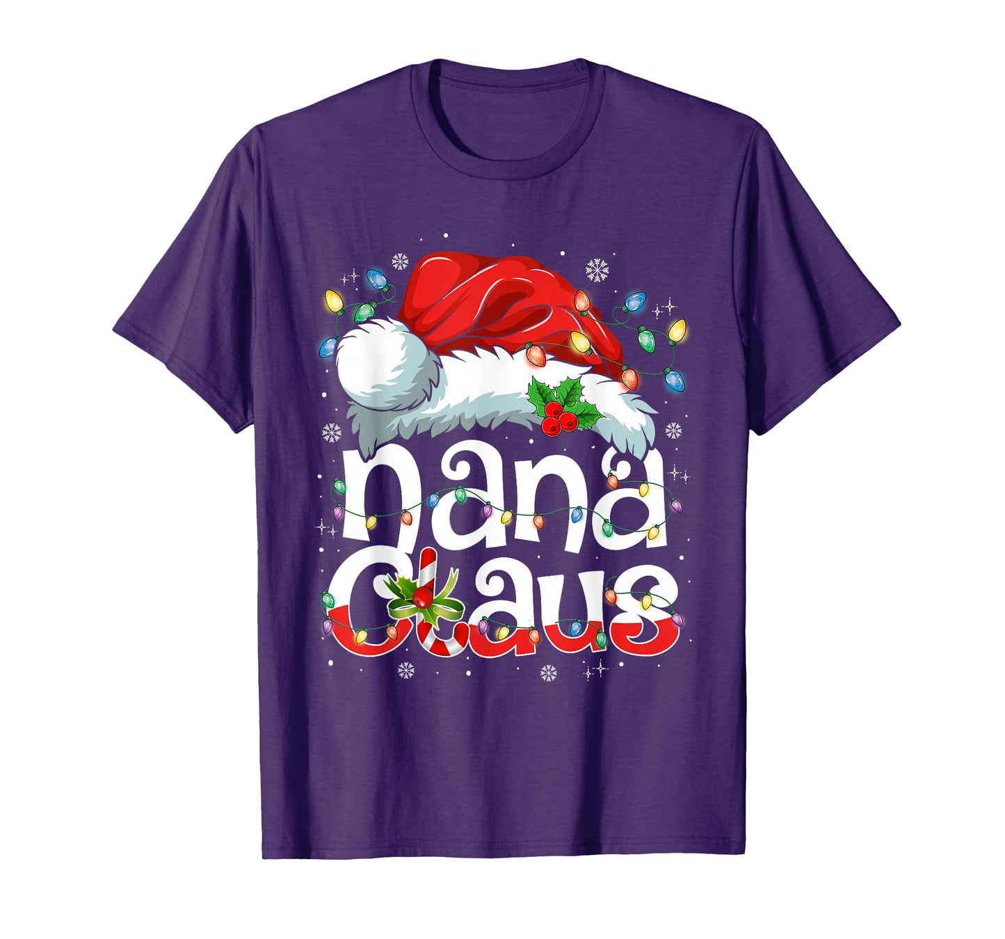 Nana Claus Shirt Christmas Lights Pajama Family Matching T-Shirt