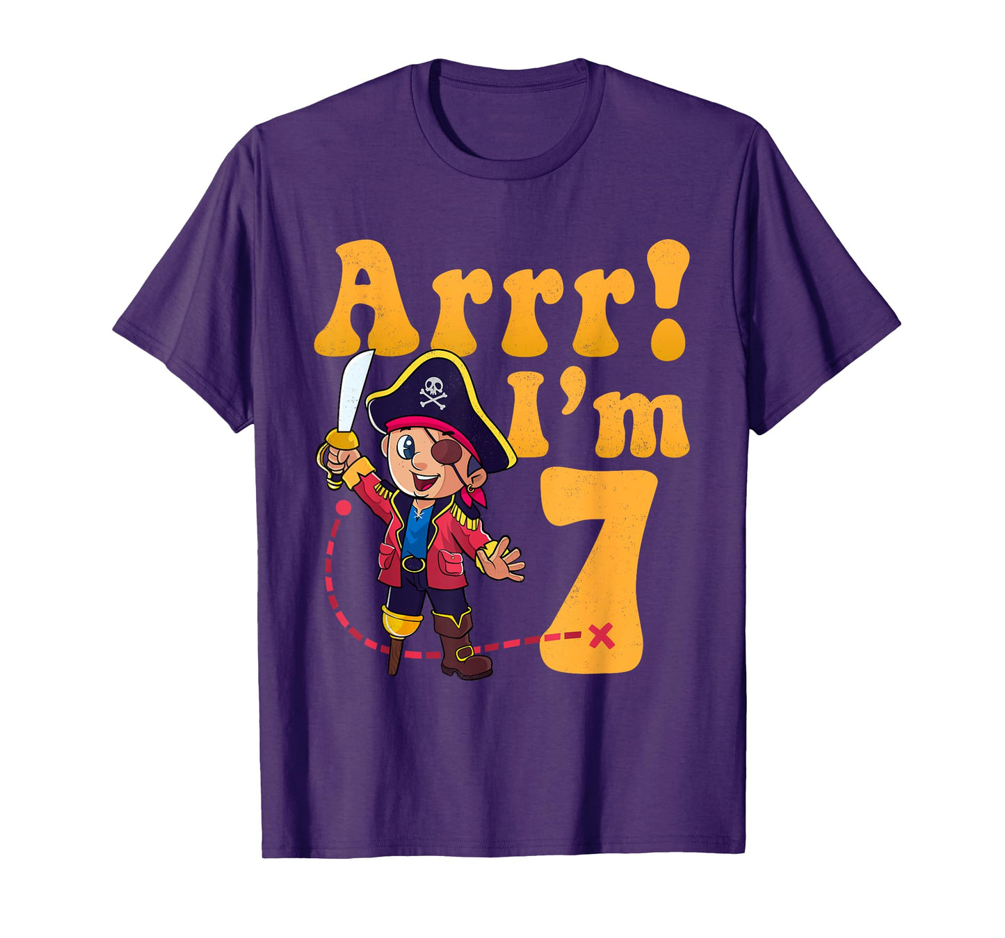 Kids 7th Pirate Birthday Party Arrr I'm 7 Seven Years Old T-Shirt