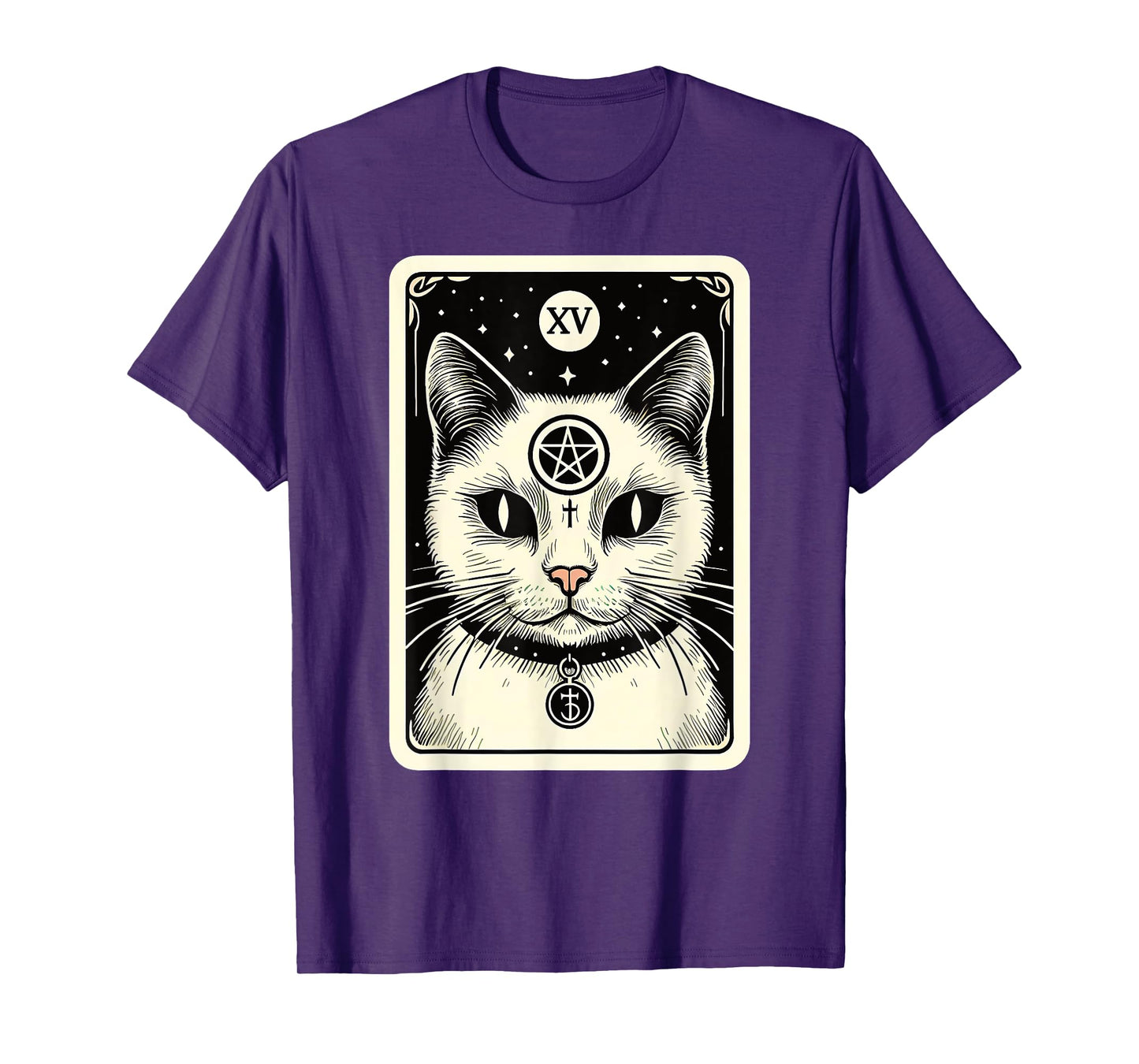 Tarot Card Cat The Devil, Satanic Goth Halloween Cat Men Women T-Shirt