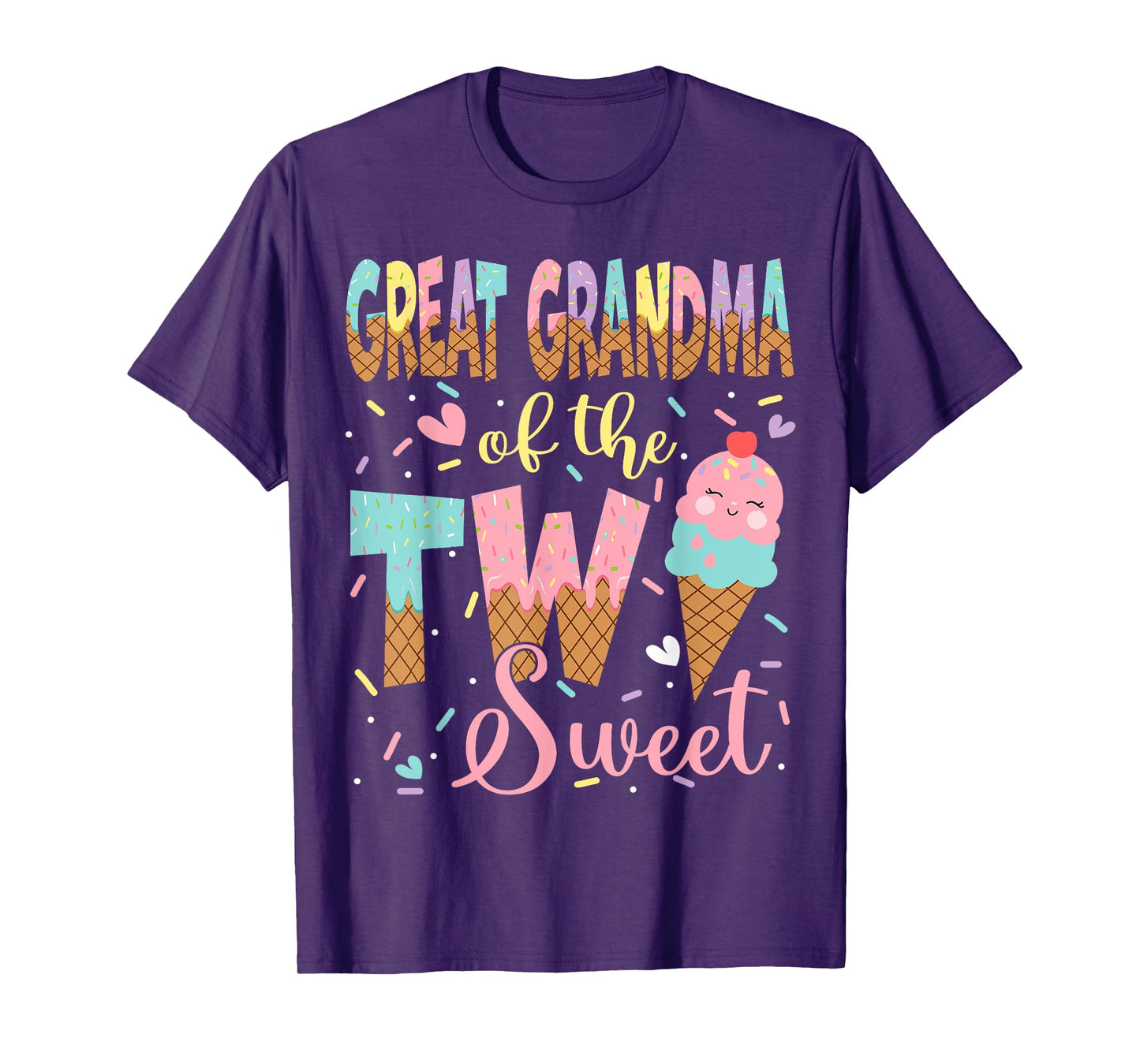 Great Grandma Of The Two Sweet 2Nd Birthday Girl Ice Cream T-Shirt