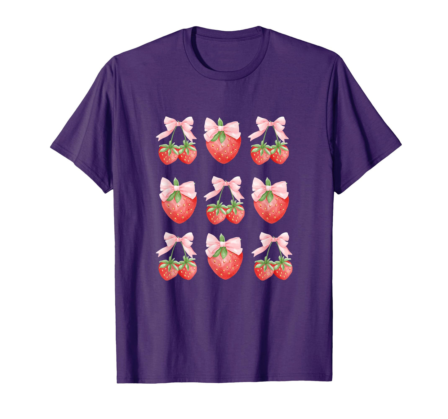 Cute Pink Bow Coquette Strawberry Clean Girl Aesthetic T-Shirt
