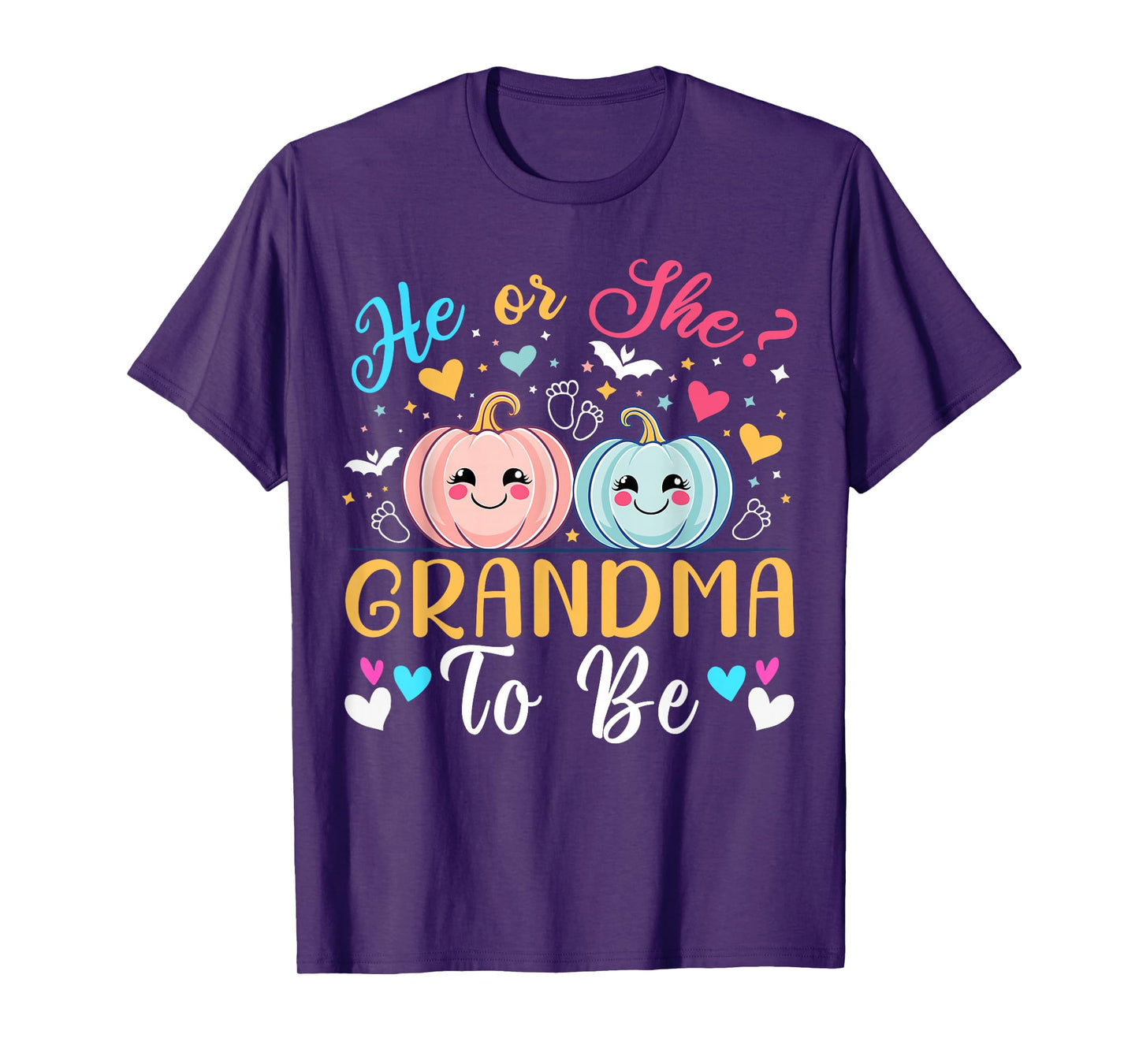 Halloween Gender Reveal He or She Grandma To Be Pumpkin T-Shirt