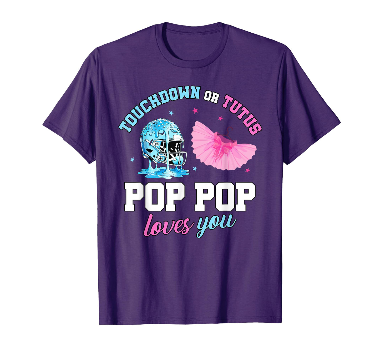 Touchdown or Tutu Pop Pop Loves You Football Gender Reveal T-Shirt