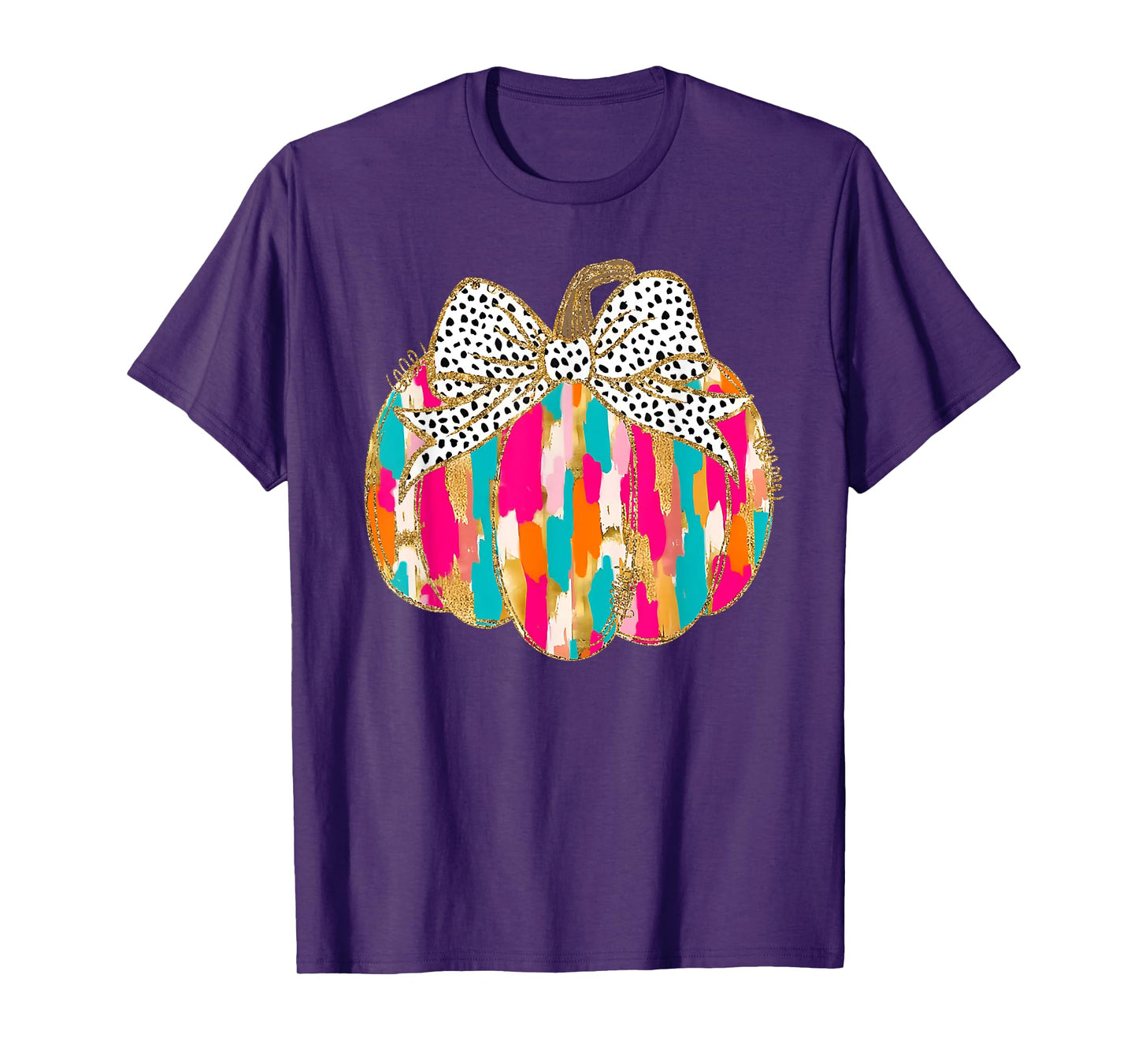Coquette Bow Pumpkin Season Autumn Fall Leaves Thanksgiving T-Shirt