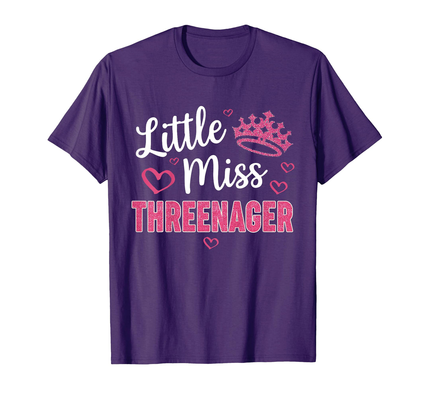 Little Miss Threenager Girl Happy 3rd Birthday Girl Toddler T-Shirt
