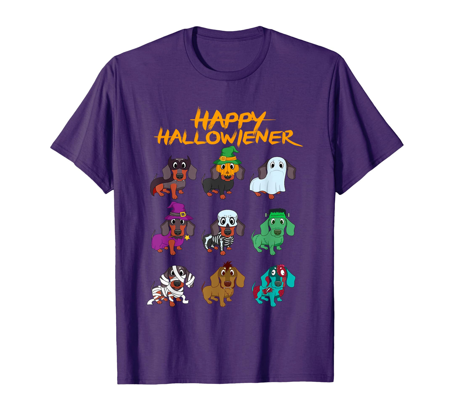 Happy Hallowiener Funny Halloween Daschund Weiner Dog Gift T-Shirt for Men Women Kids