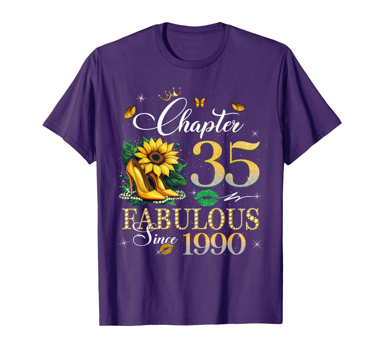 Chapter 35 Fabulous Since 1990 35th Birthday Queen Diamond T-Shirt