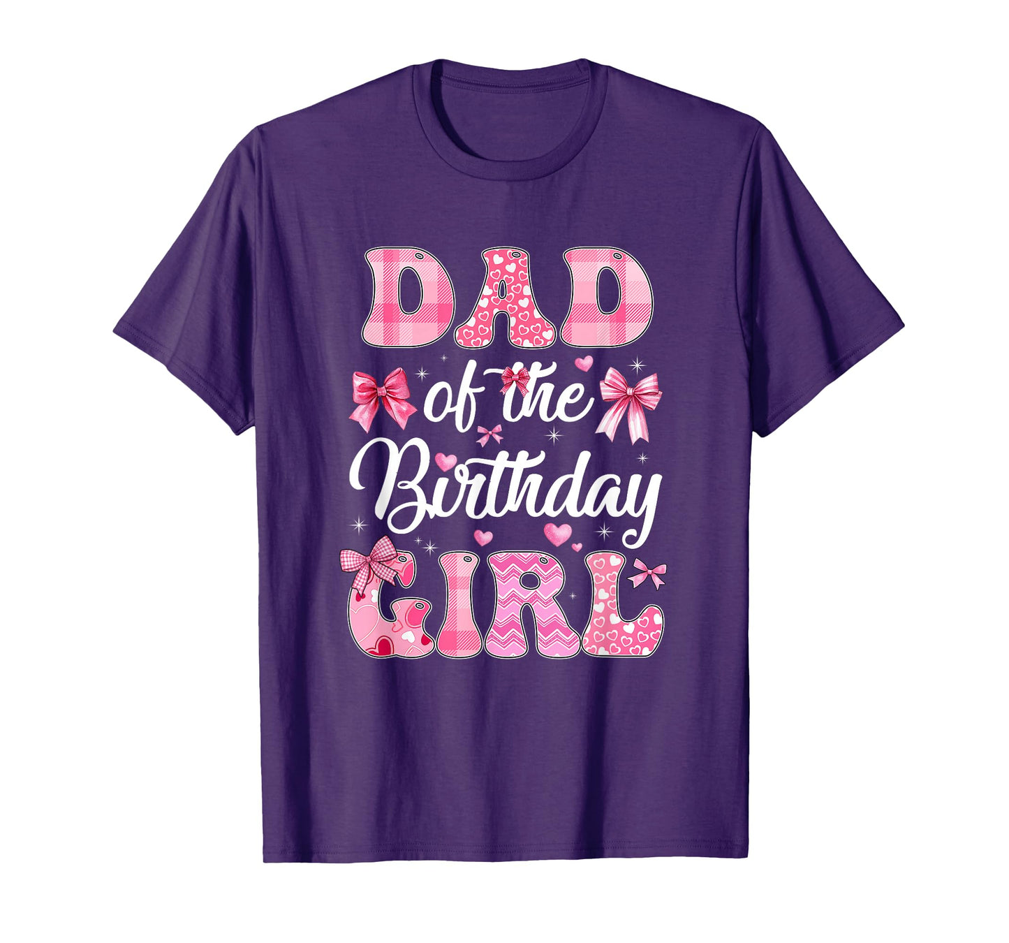 Dad Of The Birthday Girl Family Pink Coquette Bow T-Shirt